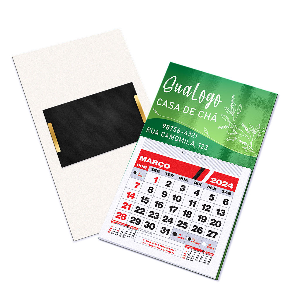 Postais Imantado Simples com Calendário Supremo 255g Verniz Uv Total Frente