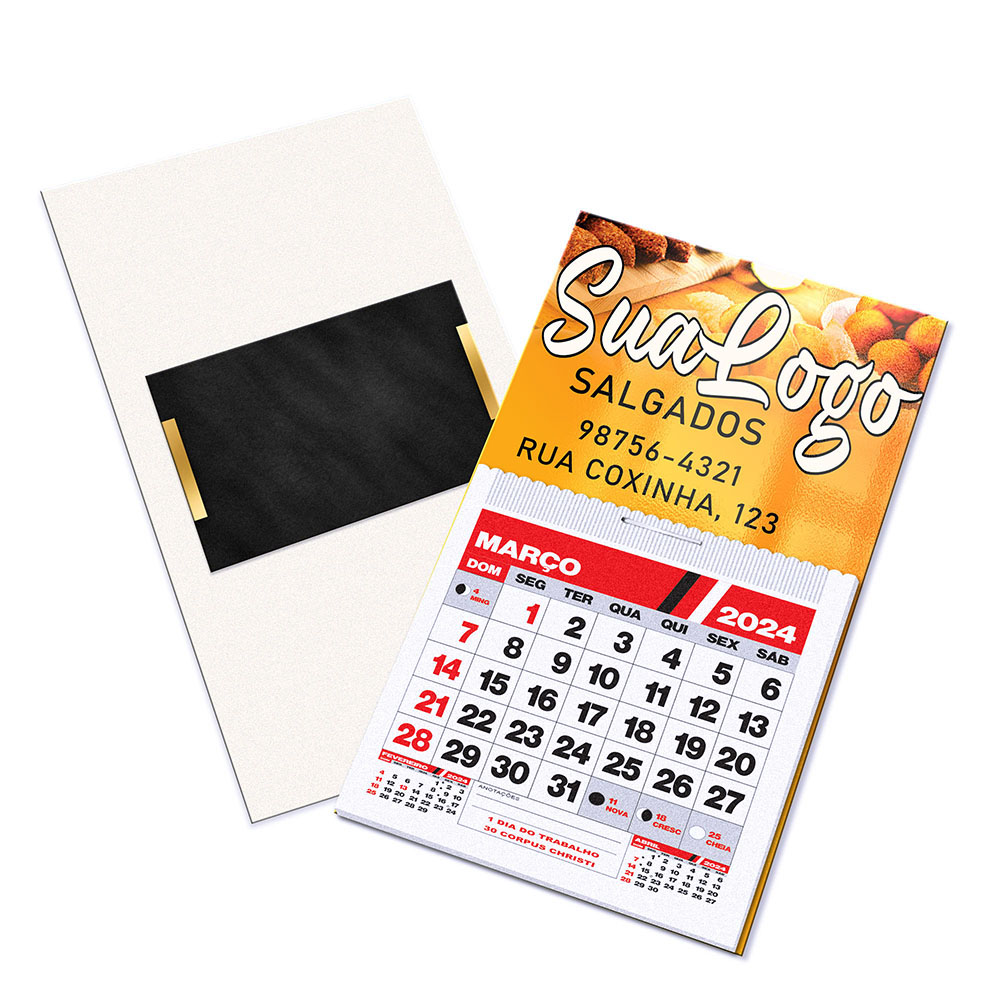 Postais Imantado Simples com Calendário Supremo 255g Verniz Uv Total Frente