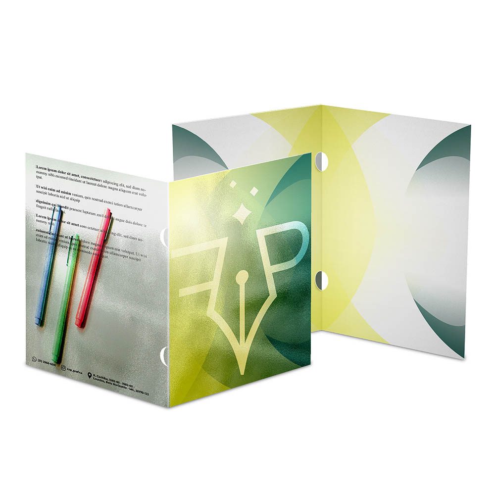 Pastas Couchê 250g Orelha Laminação Brilho Frente 