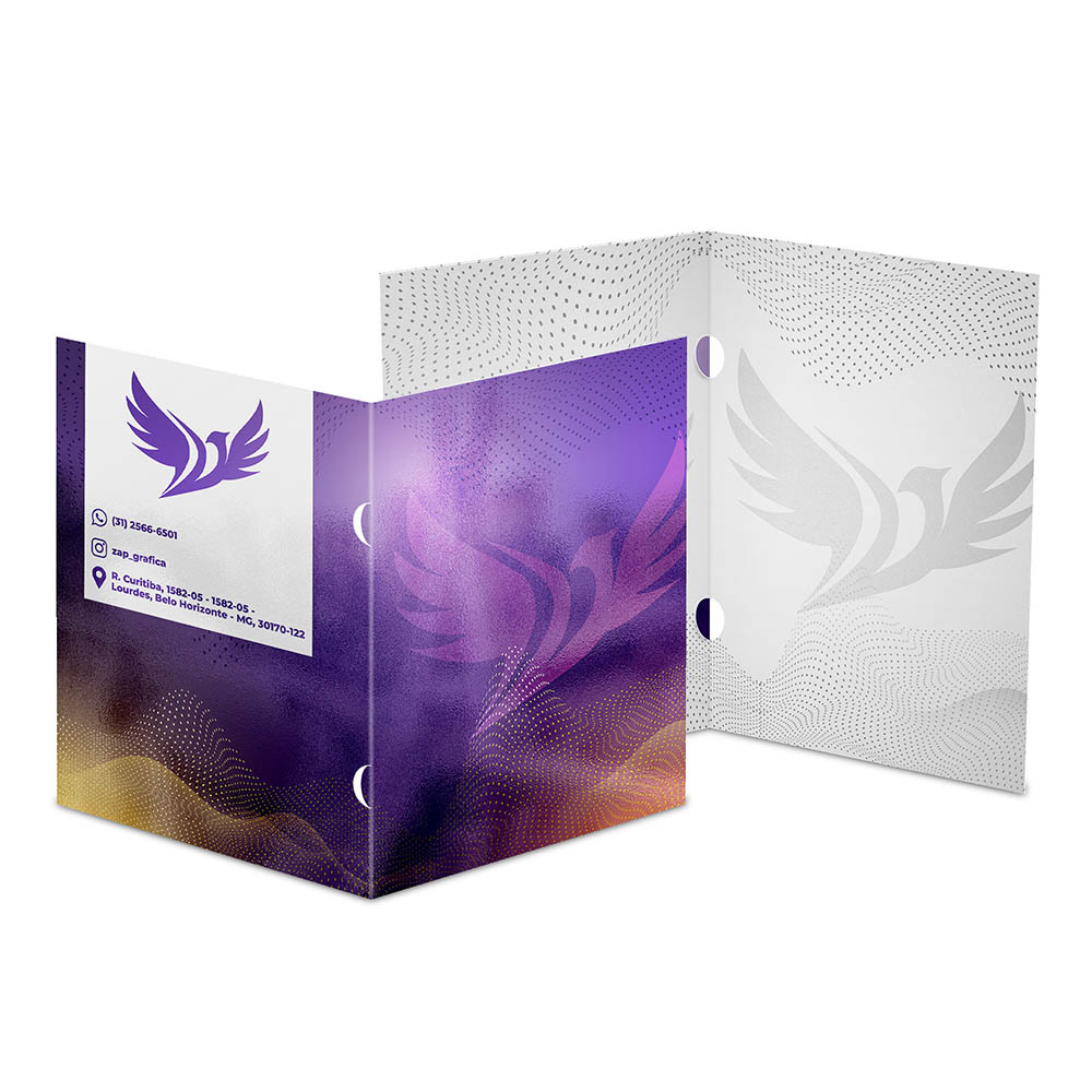 Pastas Couchê 250g Orelha Laminação Brilho Frente 