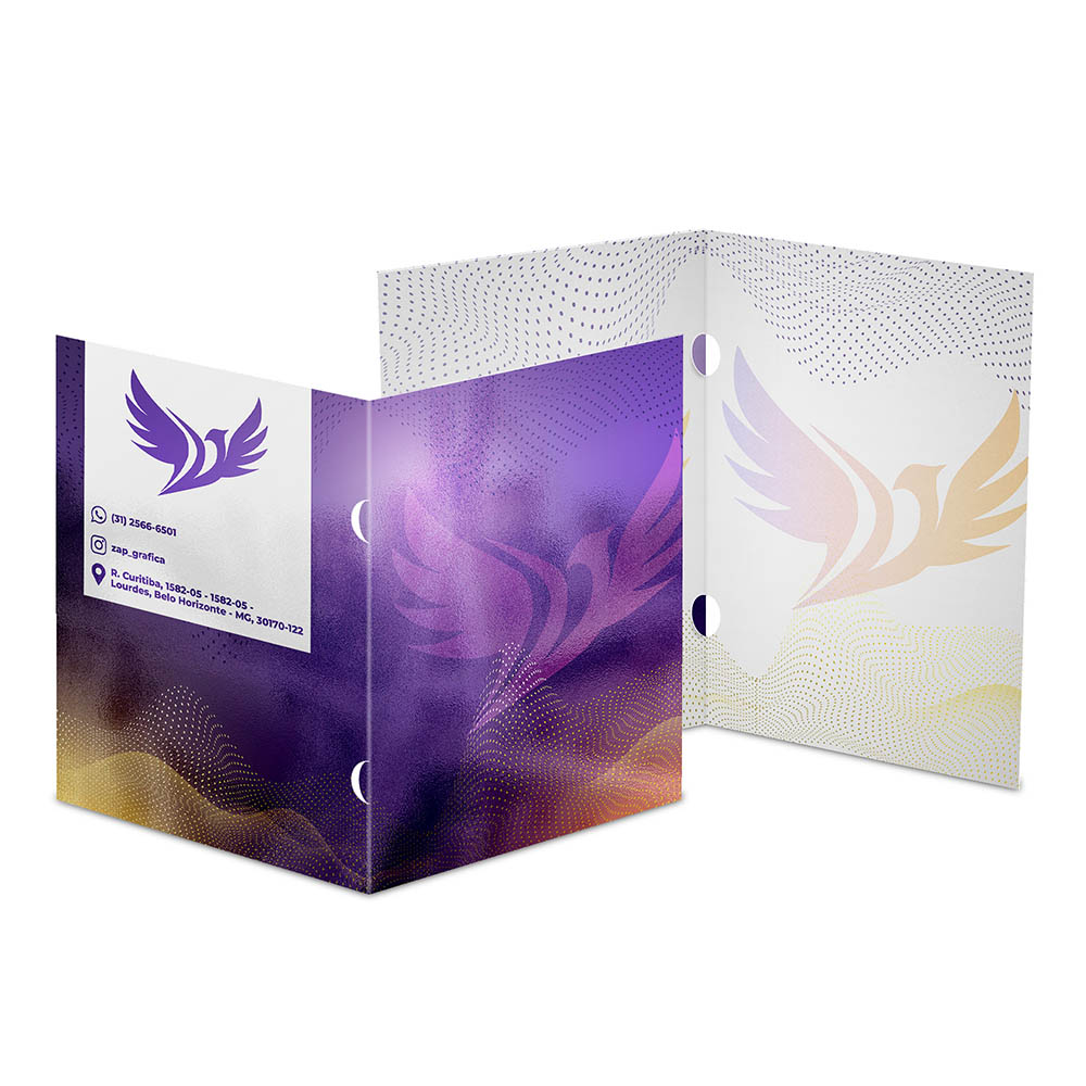 Pastas Couchê 250g Orelha Laminação Brilho Frente 