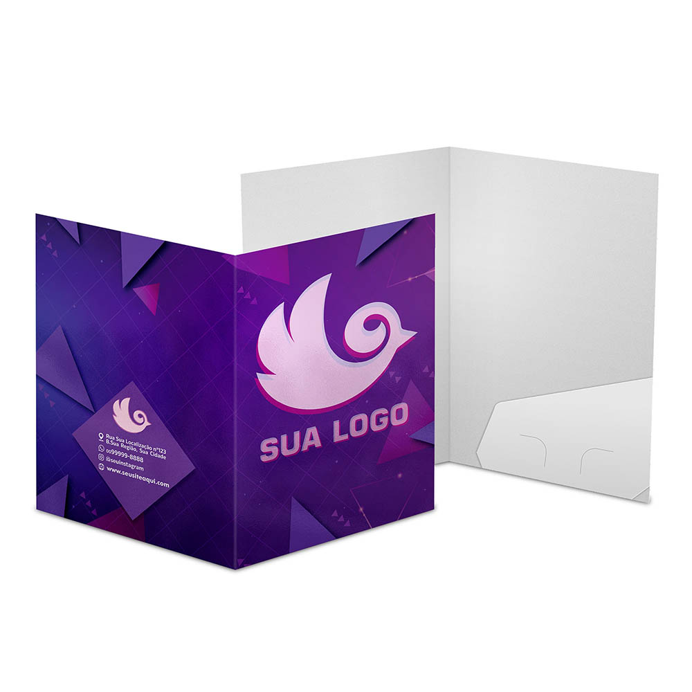 Pastas Couchê 250g Bolsa Colada Sem Impressão Laminação Brilho Frente 