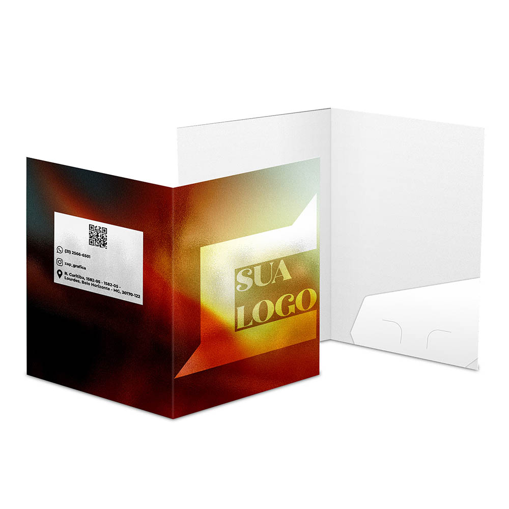 Pastas Couchê 300g Bolsa Colada Sem Impressão Laminação Brilho Frente 