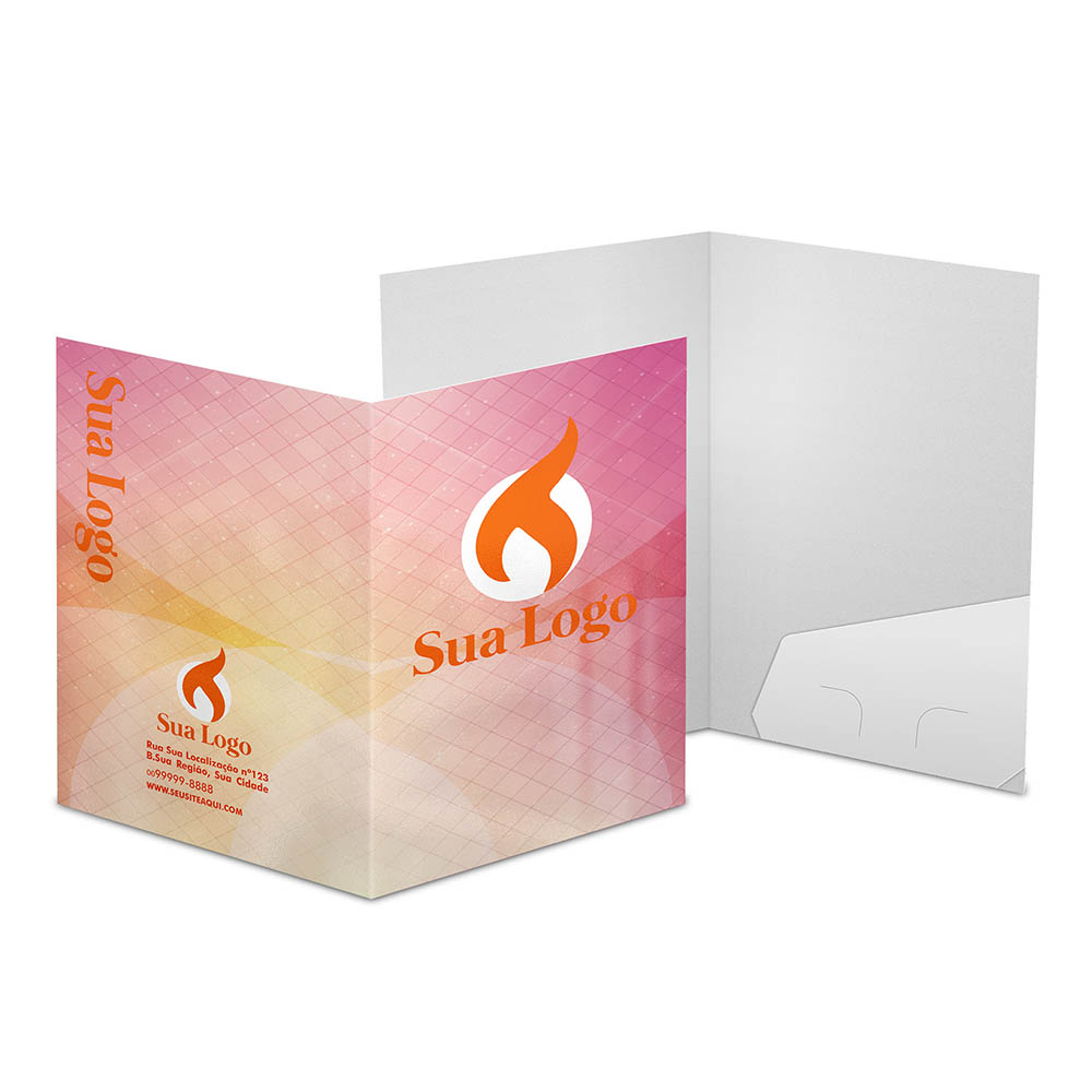 Pastas Couchê 250g Bolsa Colada Sem Impressão Laminação Brilho Frente 