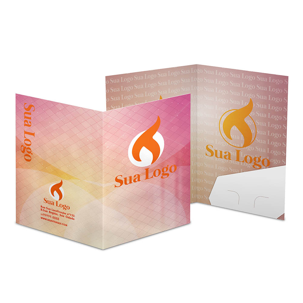 Pastas Couchê 250g Bolsa Colada Sem Impressão Laminação Brilho Frente 