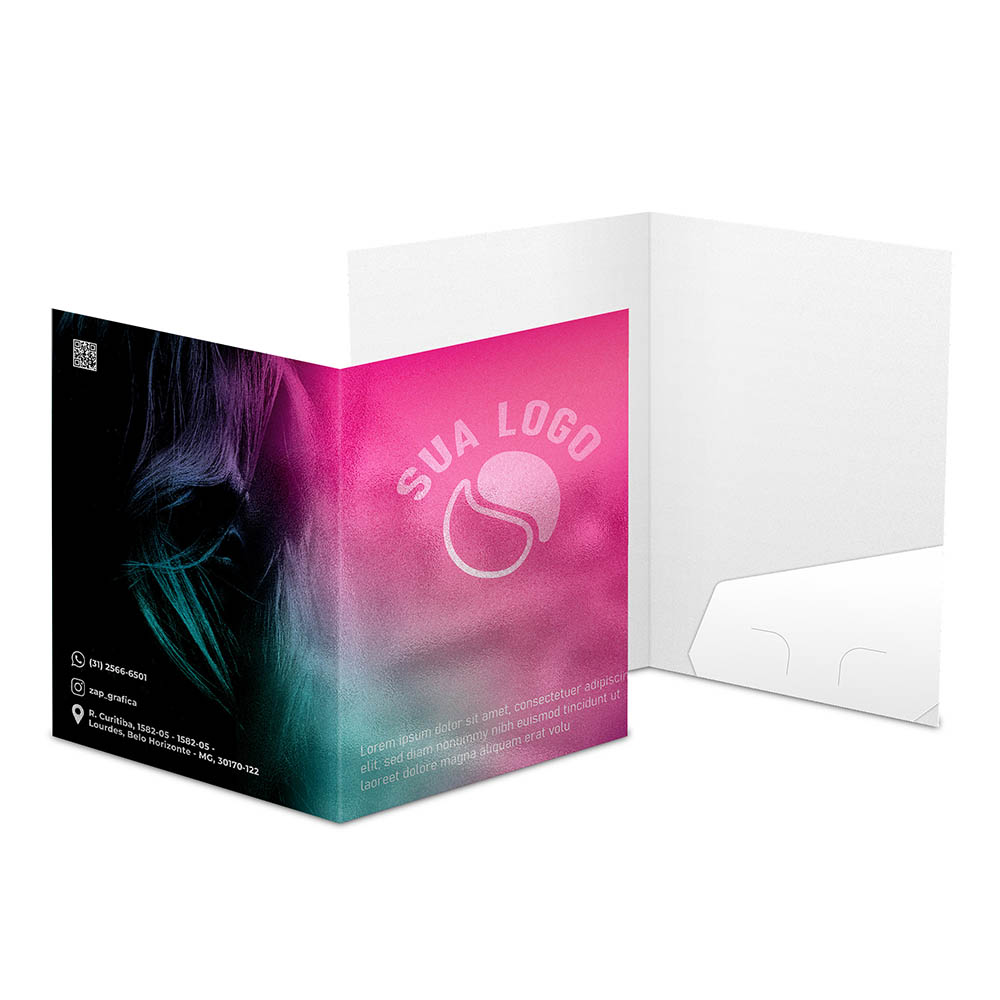 Pastas Couchê 300g Bolsa Colada Sem Impressão Laminação Brilho Frente 