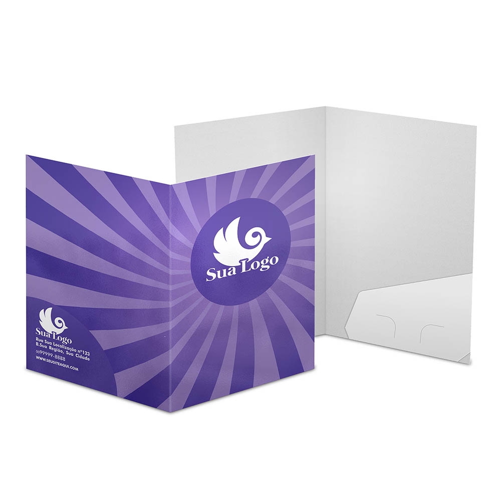 Pastas Couchê 250g Bolsa Colada Sem Impressão Laminação Brilho Frente 