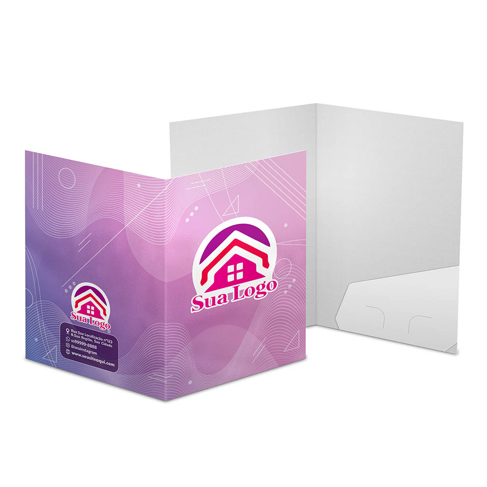 Pastas Couchê 250g Bolsa Colada Sem Impressão Laminação Brilho Frente 