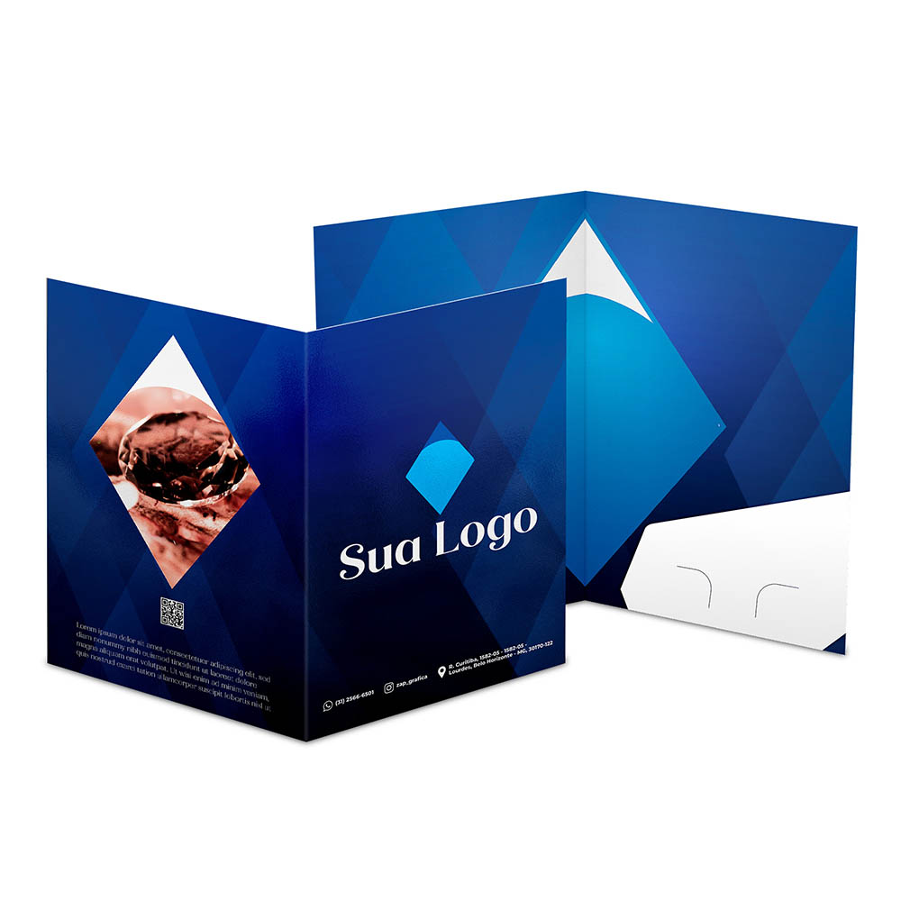 Pastas Couchê 300g Bolsa Colada Sem Impressão Laminação Brilho Frente 