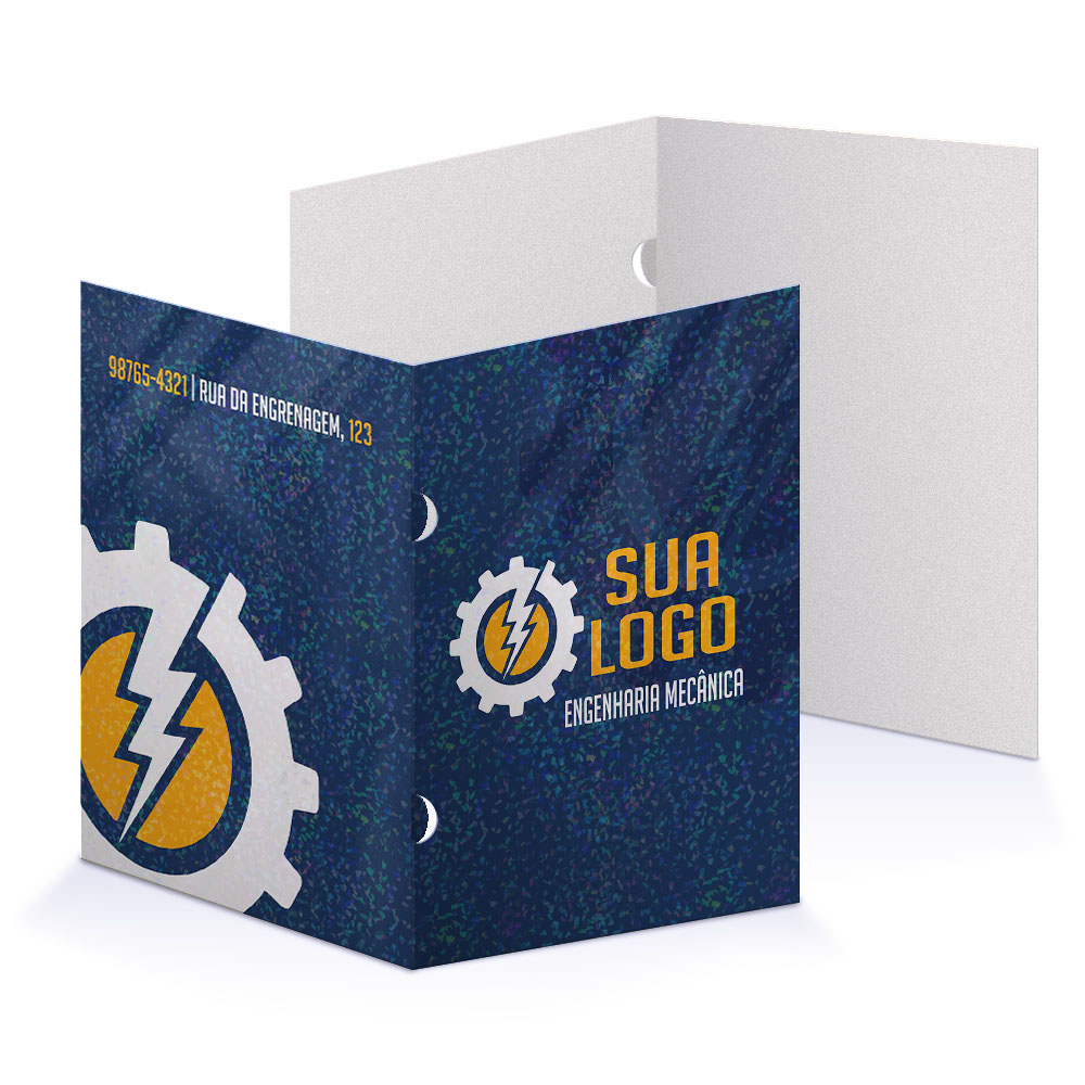 Pastas Supremo 255g Orelha Laminação Holográfica Frente