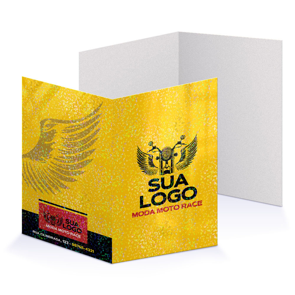 Pastas Supremo 255g Vinco Laminação Holográfica Frente