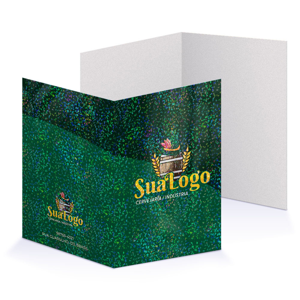 Pastas Supremo 255g Vinco Laminação Holográfica Frente