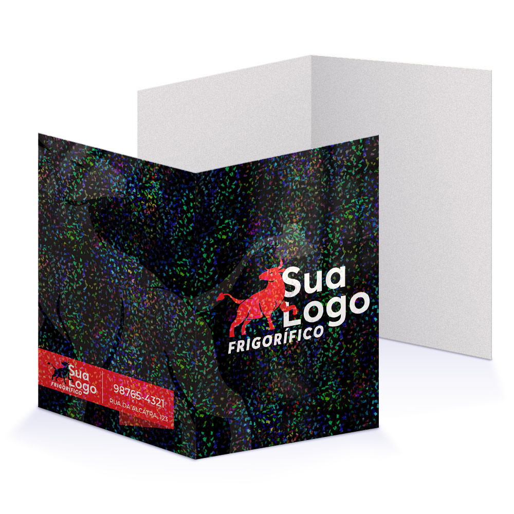 Pastas Supremo 255g Vinco Laminação Holográfica Frente