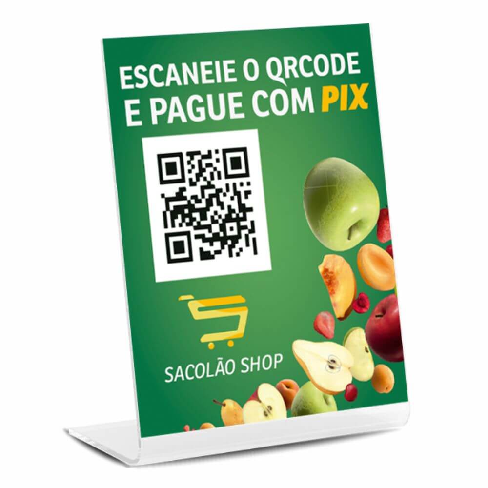 Placa De Qr Code Pix Impressão Uv Acrílico Transparente 3mm