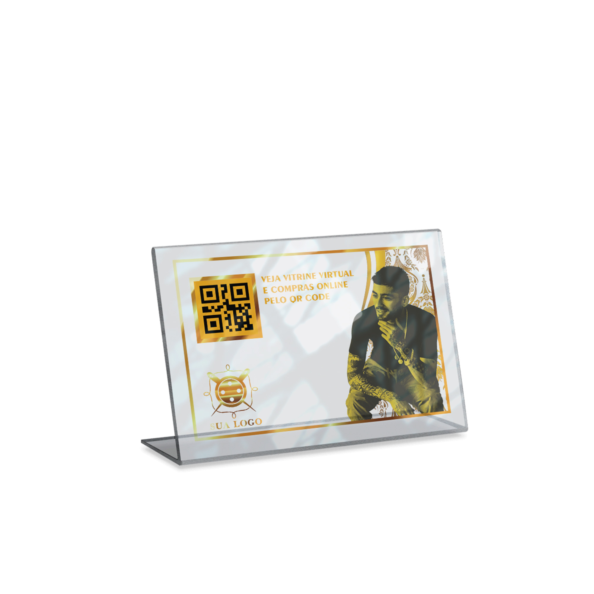 Placa De Qr Code Pix Impressão Uv Acrílico Transparente 3mm (210x150mm)