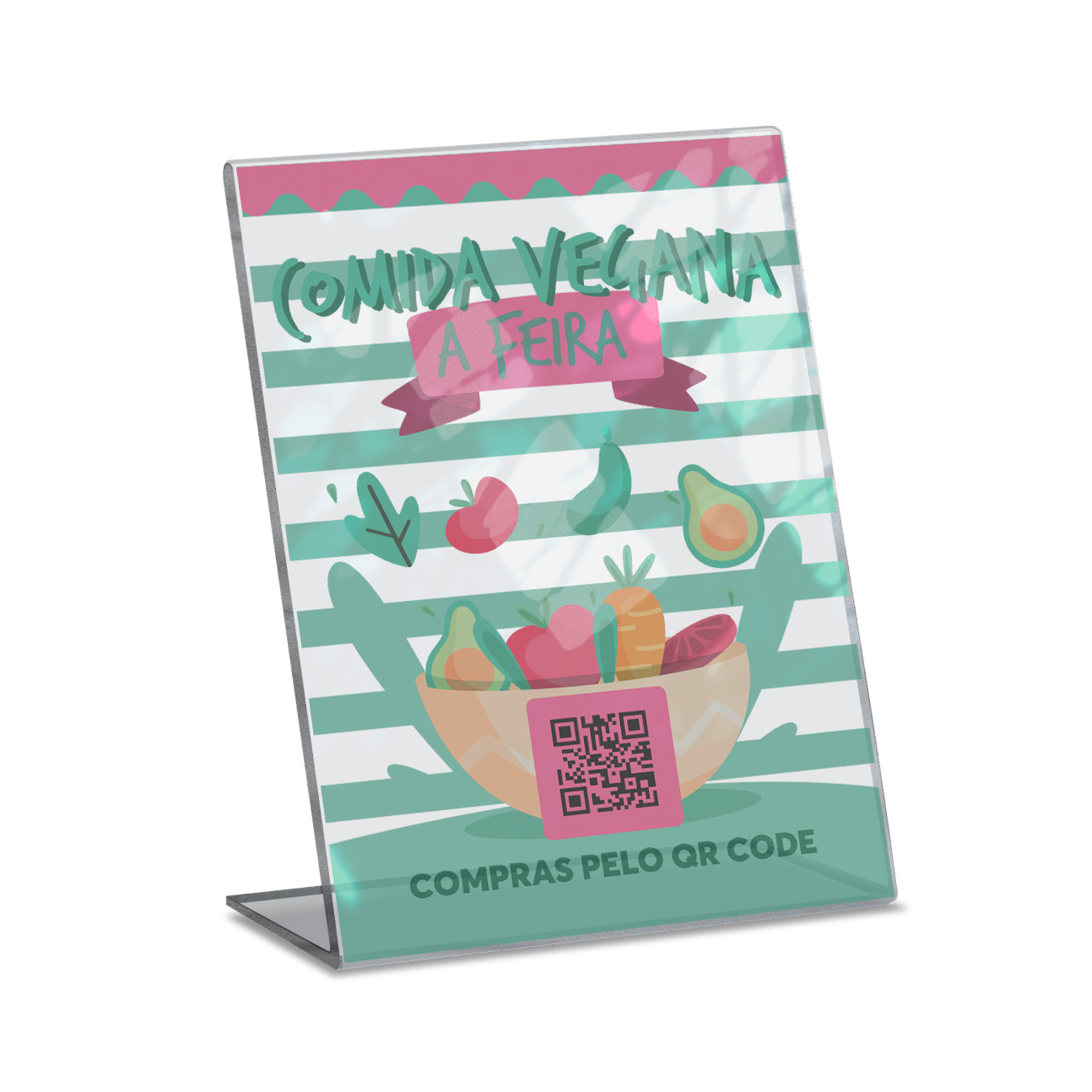 Placa De Qr Code Pix Impressão Uv Acrílico Transparente 3mm (210x300mm)