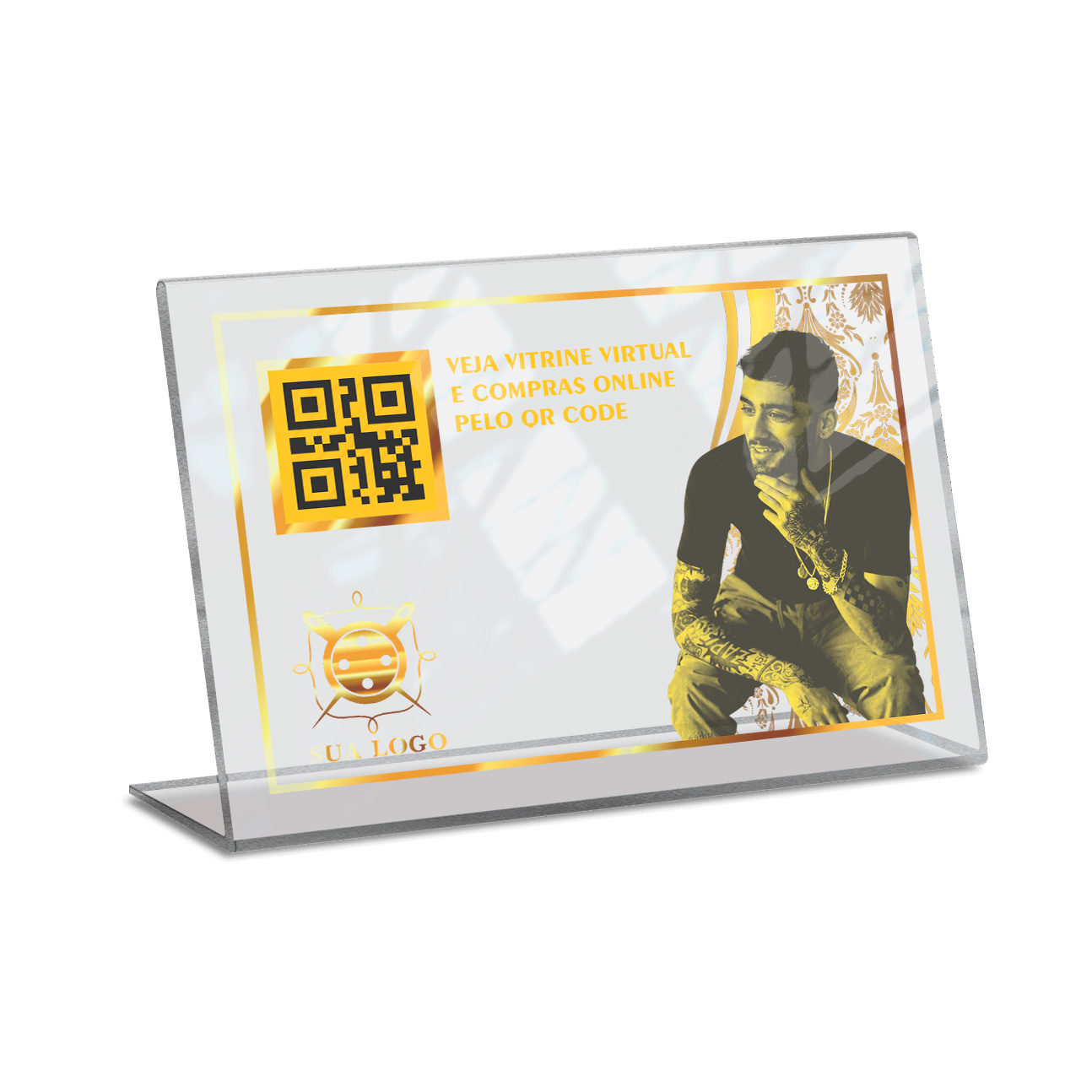 Placa De Qr Code Pix Impressão Uv Acrílico Transparente 3mm (300x210mm)