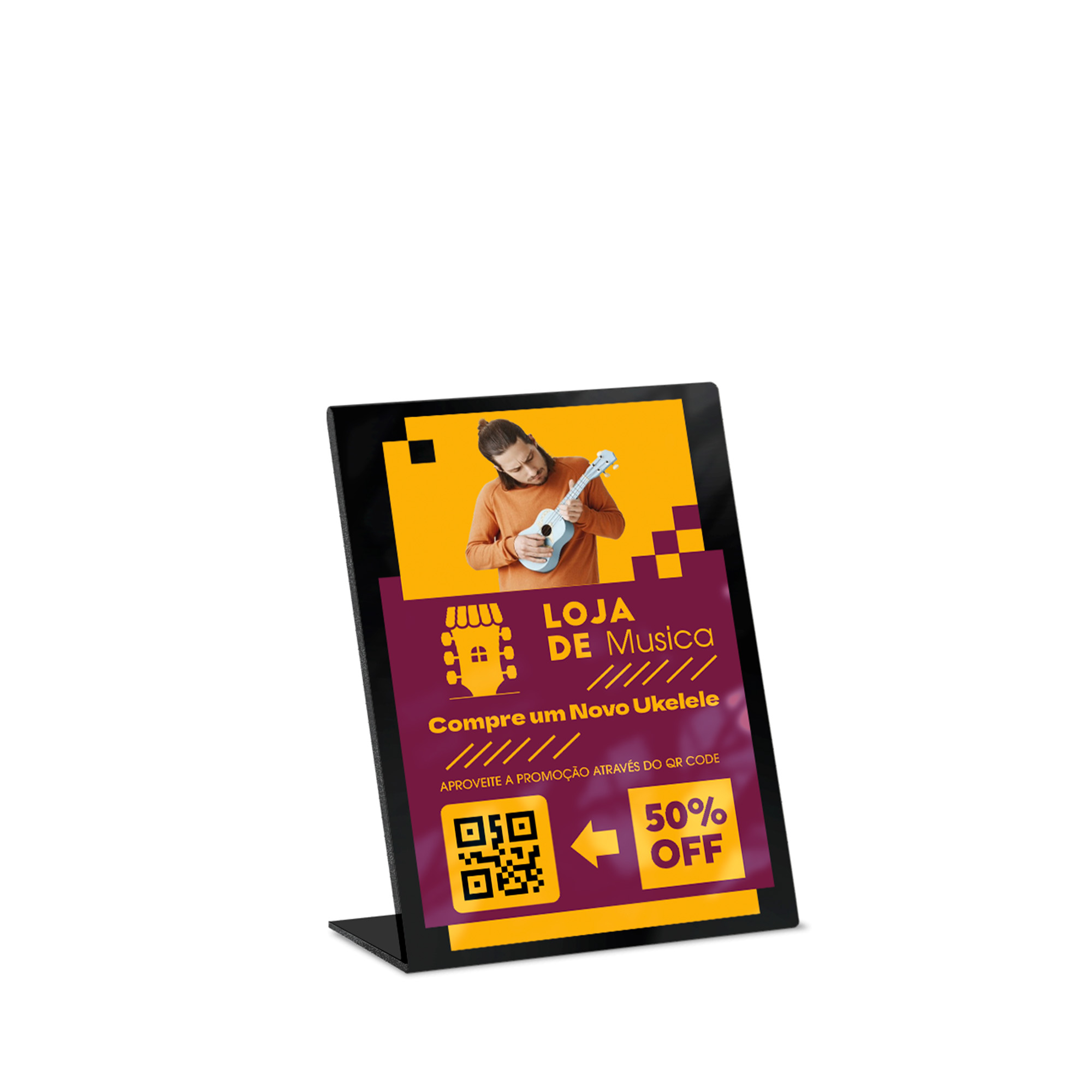 Placa De Qr Code Pix Impressão Uv Acrílico Preto 3mm (150x210mm)