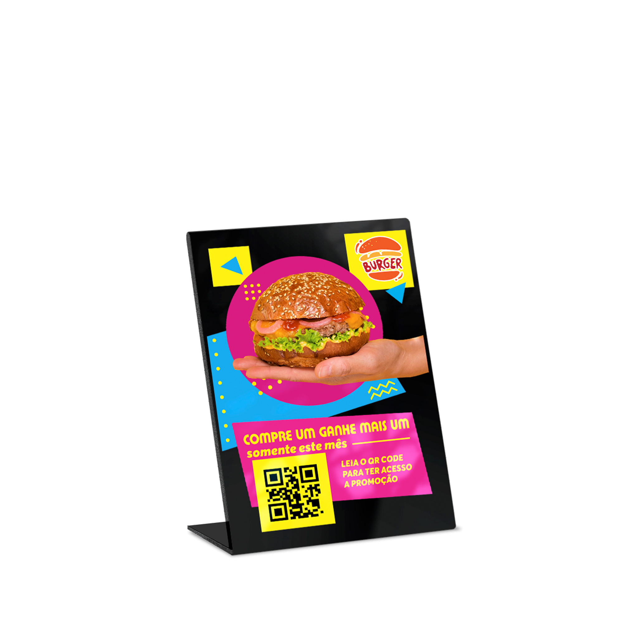 Placa De Qr Code Pix Impressão Uv Acrílico Preto 3mm (150x210mm)