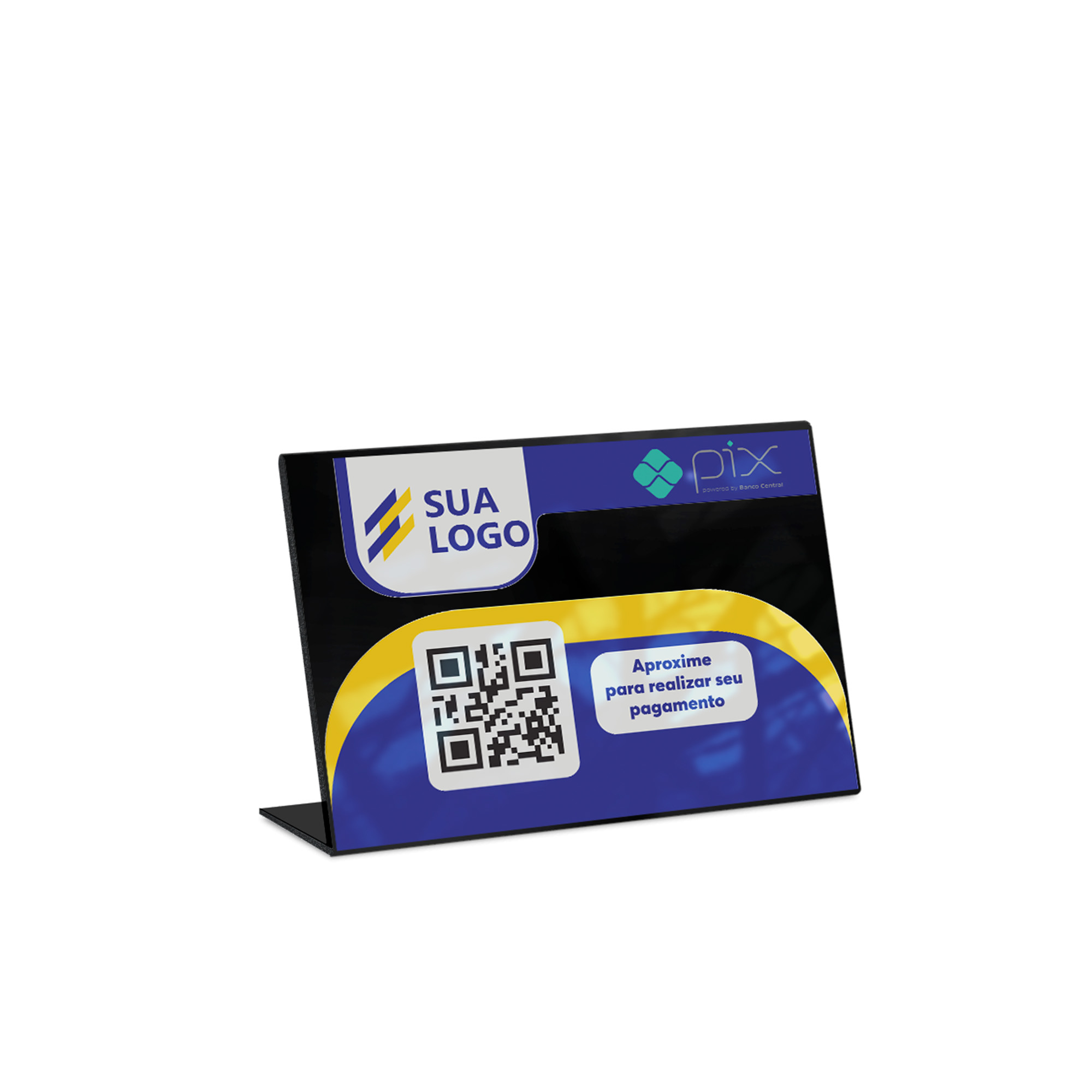 Placa De Qr Code Pix Impressão Uv Acrílico Preto 3mm (210x150mm)