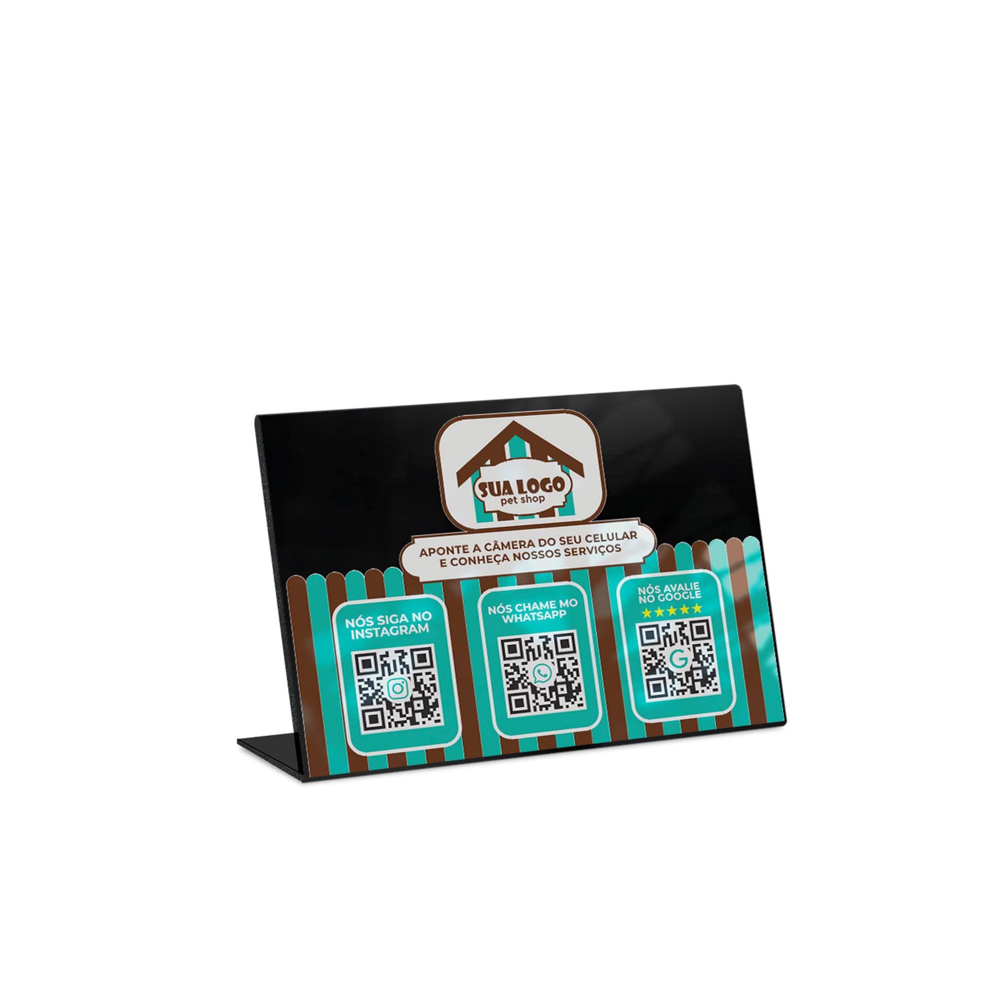 Placa De Qr Code Pix Impressão Uv Acrílico Preto 3mm (210x150mm)