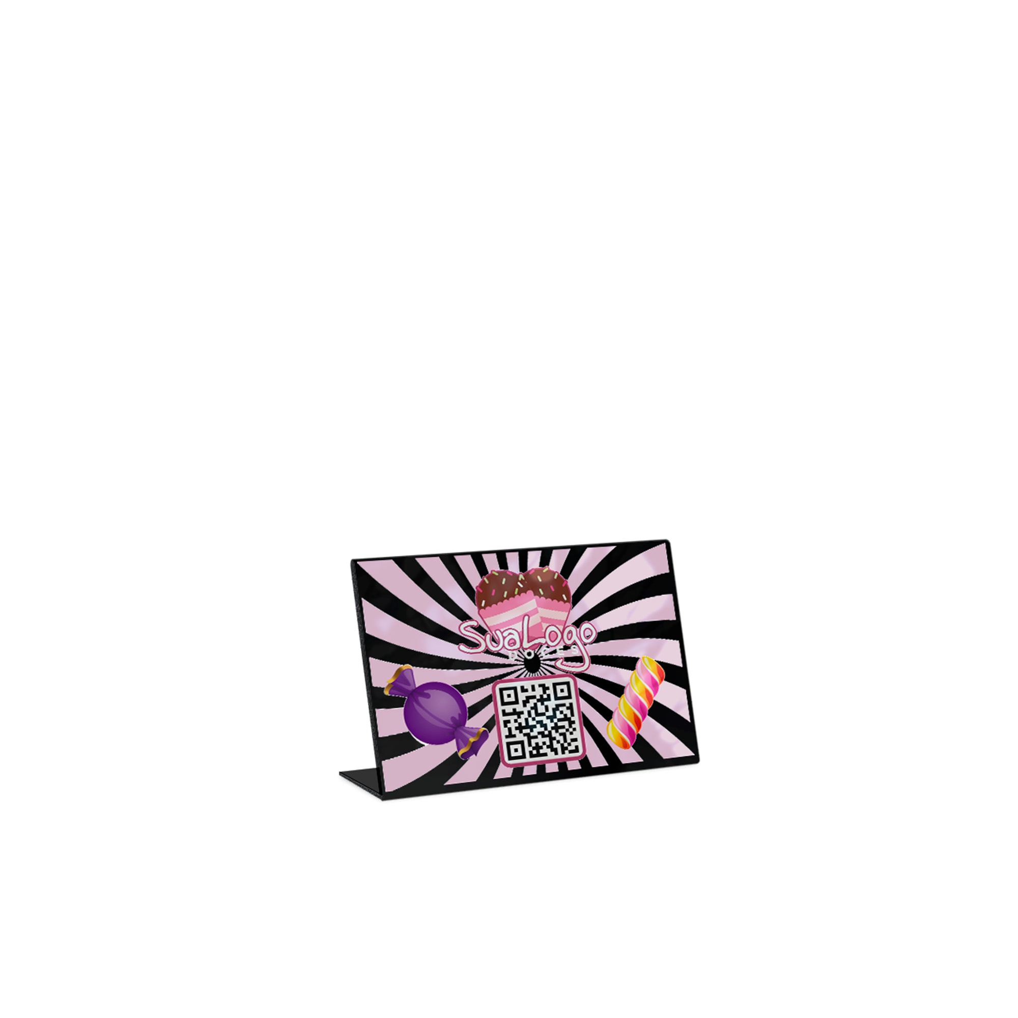 Placa De Qr Code Pix Impressão Uv Acrílico Preto 3mm (150x100mm)