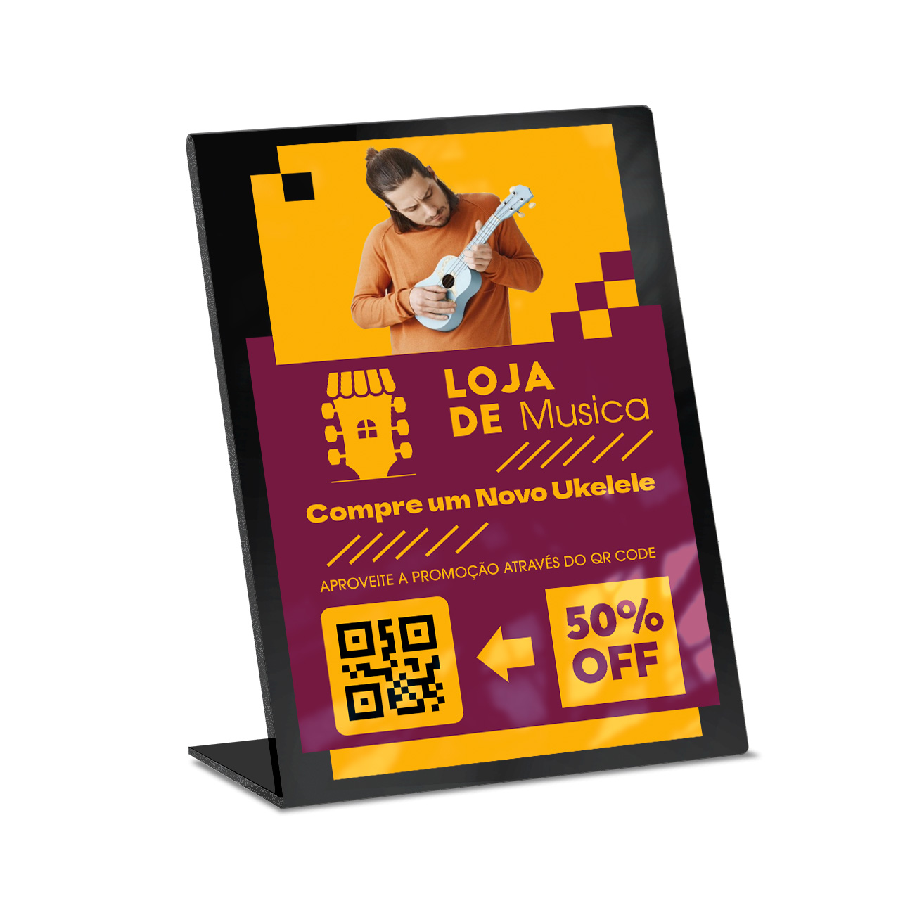 Placa De Qr Code Pix Impressão Uv Acrílico Preto 3mm (210x300mm)