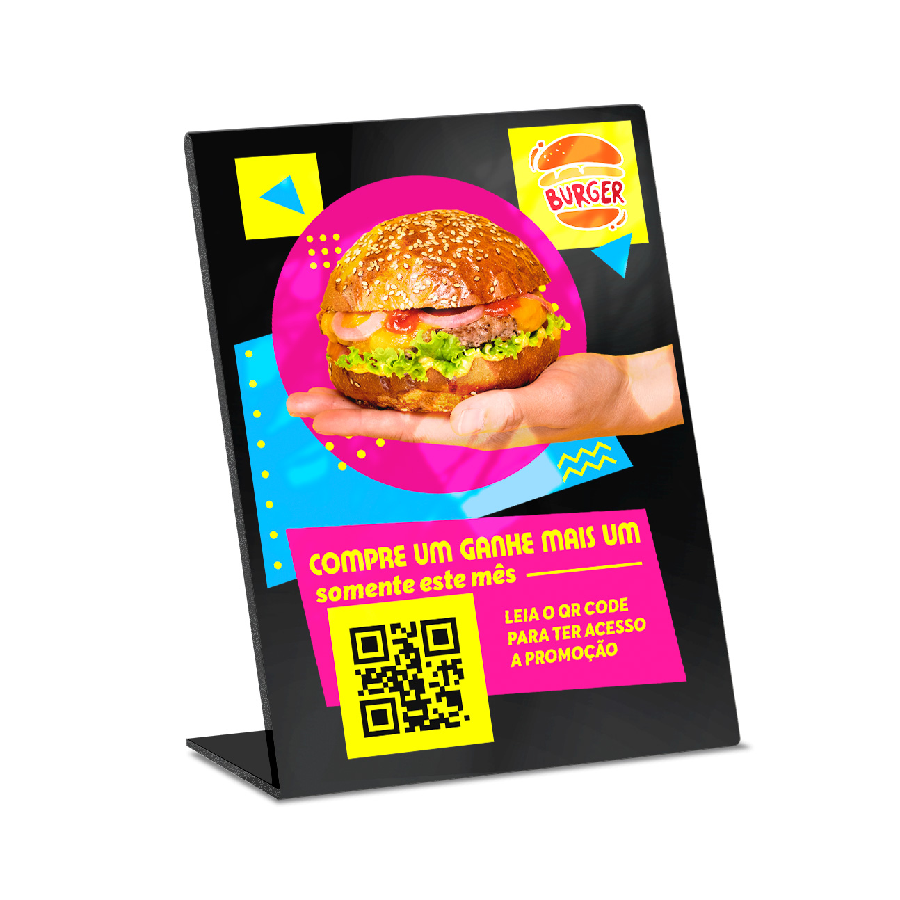 Placa De Qr Code Pix Impressão Uv Acrílico Preto 3mm (210x300mm)