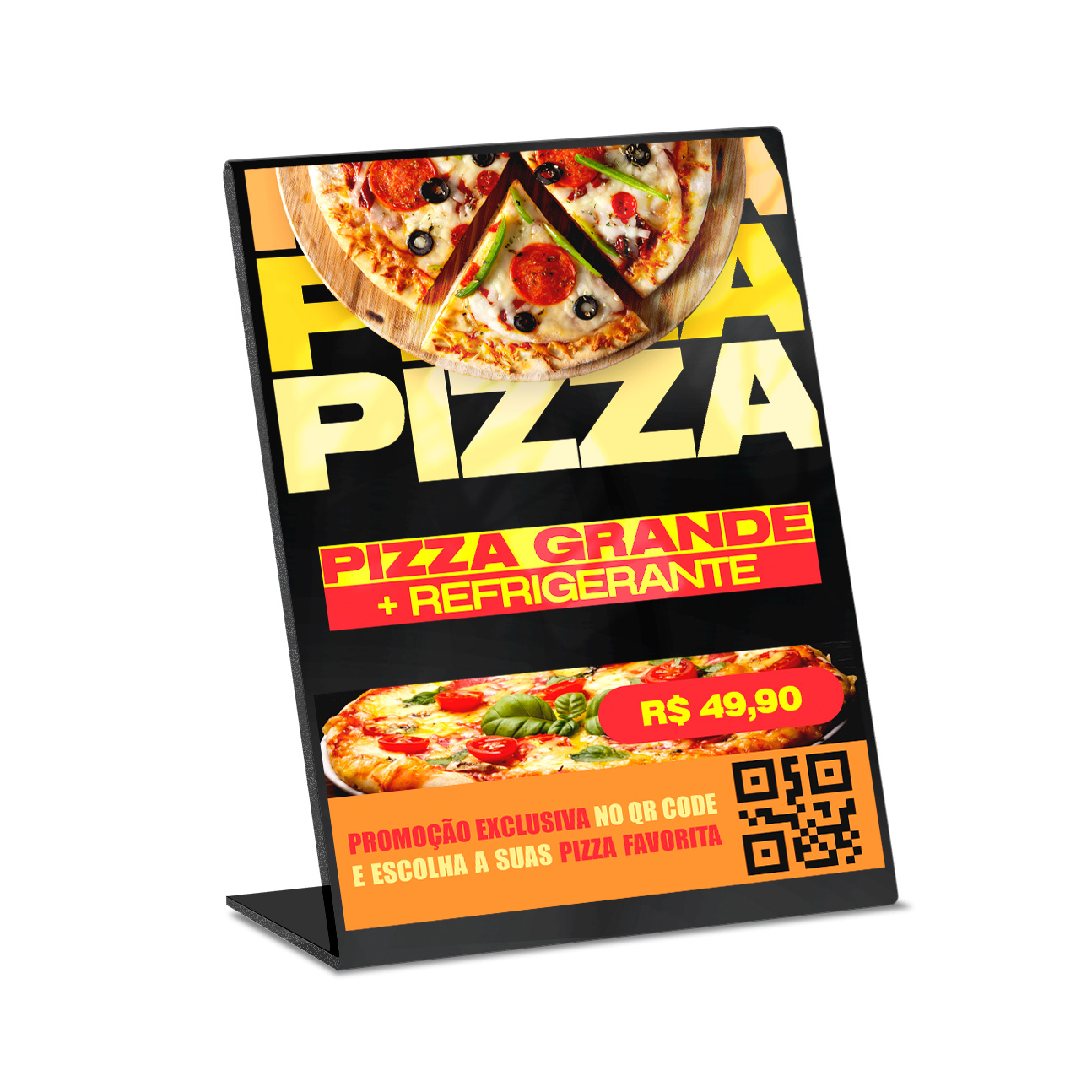 Placa De Qr Code Pix Impressão Uv Acrílico Preto 3mm (210x300mm)