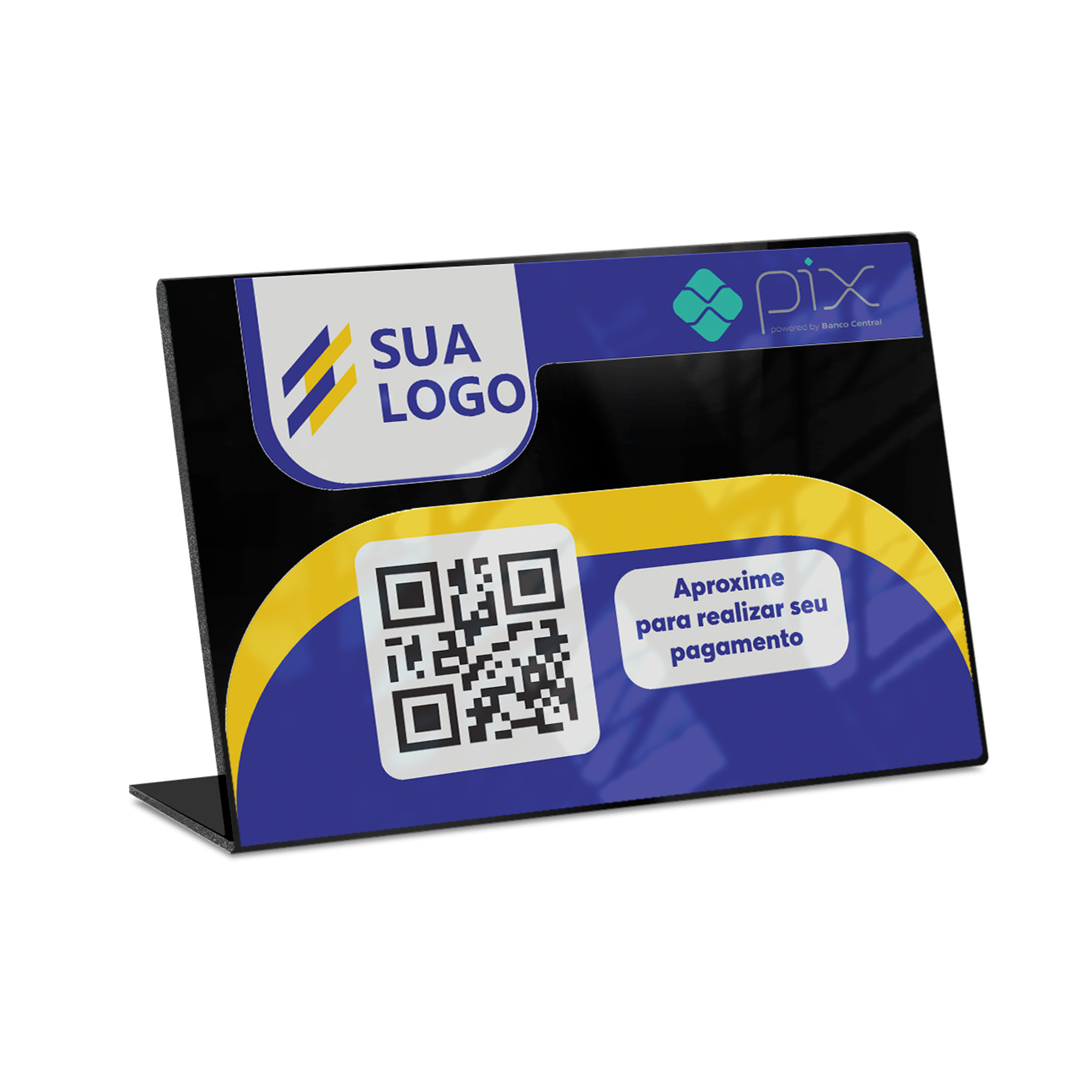 Placa De Qr Code Pix Impressão Uv Acrílico Preto 3mm (300x210mm)