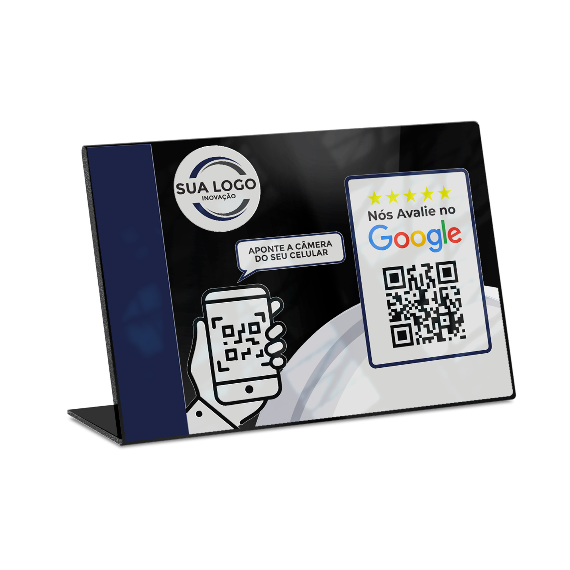 Placa De Qr Code Pix Impressão Uv Acrílico Preto 3mm (300x210mm)