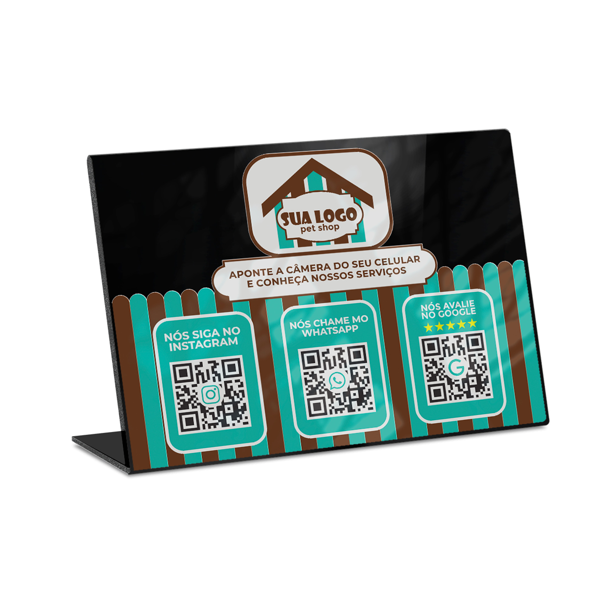 Placa De Qr Code Pix Impressão Uv Acrílico Preto 3mm (300x210mm)