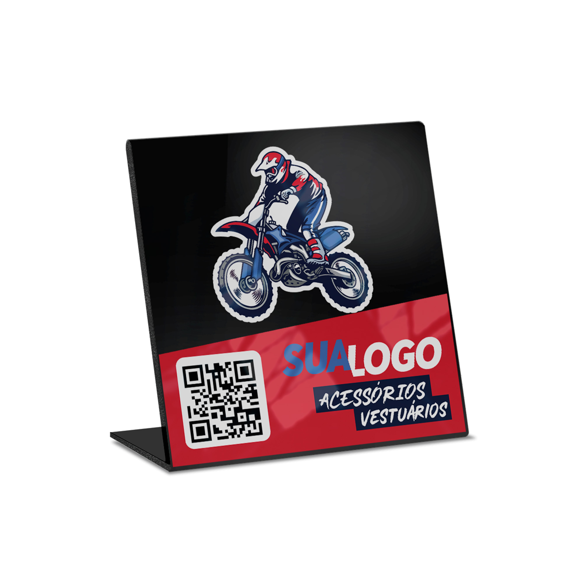 Placa De Qr Code Pix Impressão Uv Acrílico Preto 3mm (150x150mm)