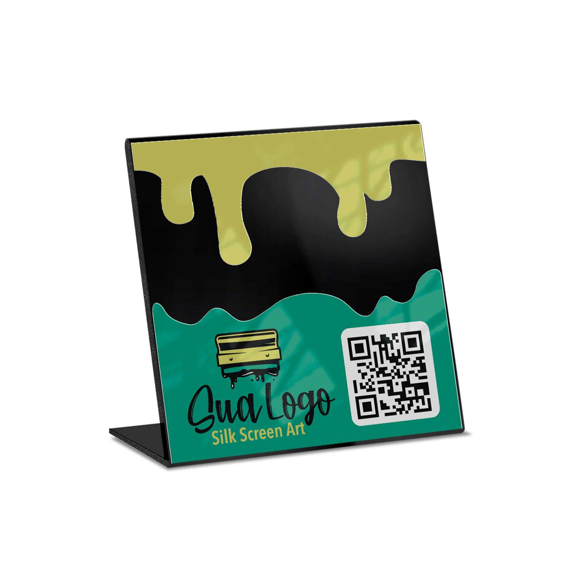 Placa De Qr Code Pix Impressão Uv Acrílico Preto 3mm (150x150mm)