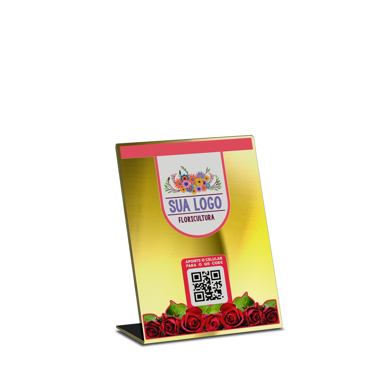 Placa De Qr Code Pix Dtf Uv Acrílico Espelhado Dourado 3mm (150x210mm)