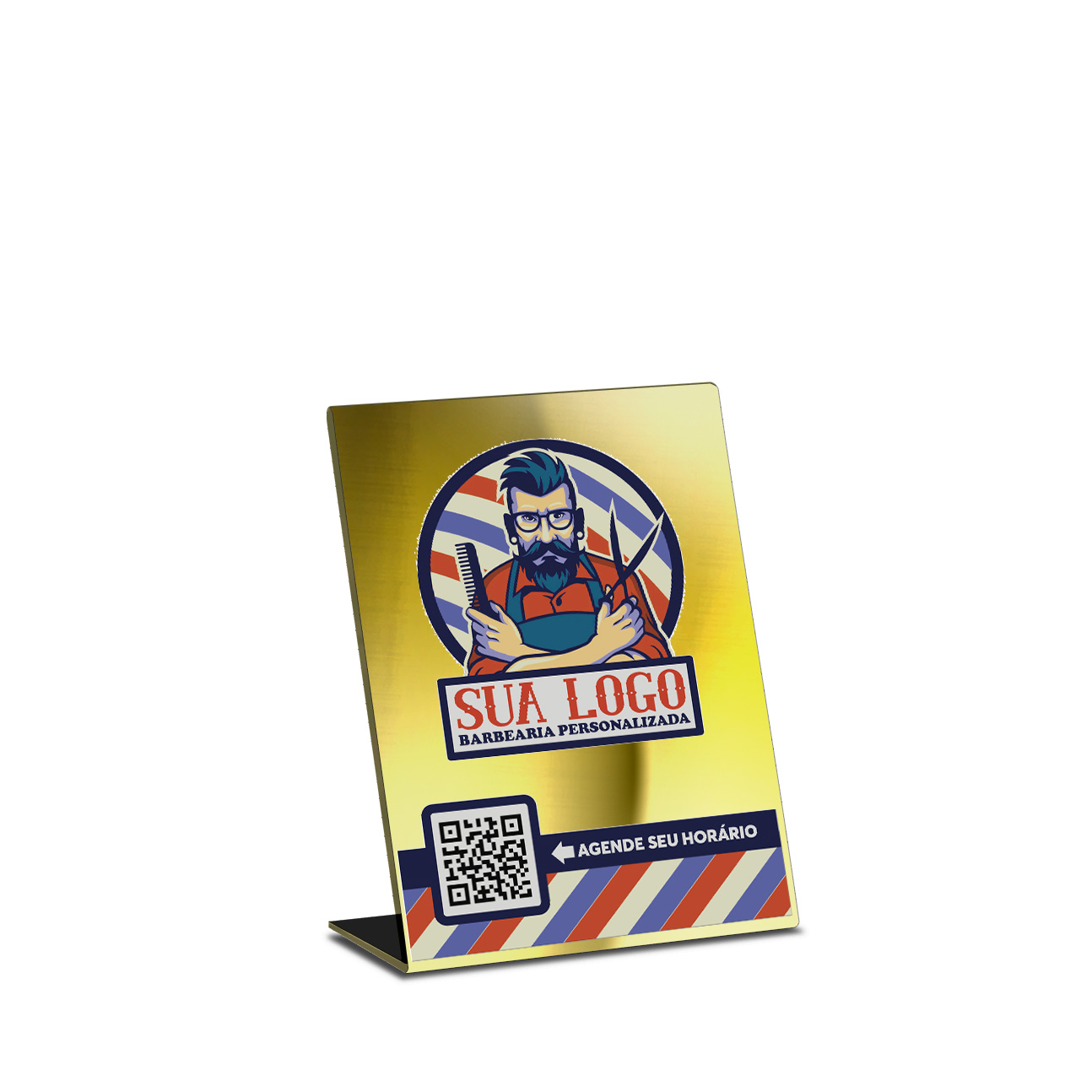 Placa De Qr Code Pix Dtf Uv Acrílico Espelhado Dourado 3mm (150x210mm)