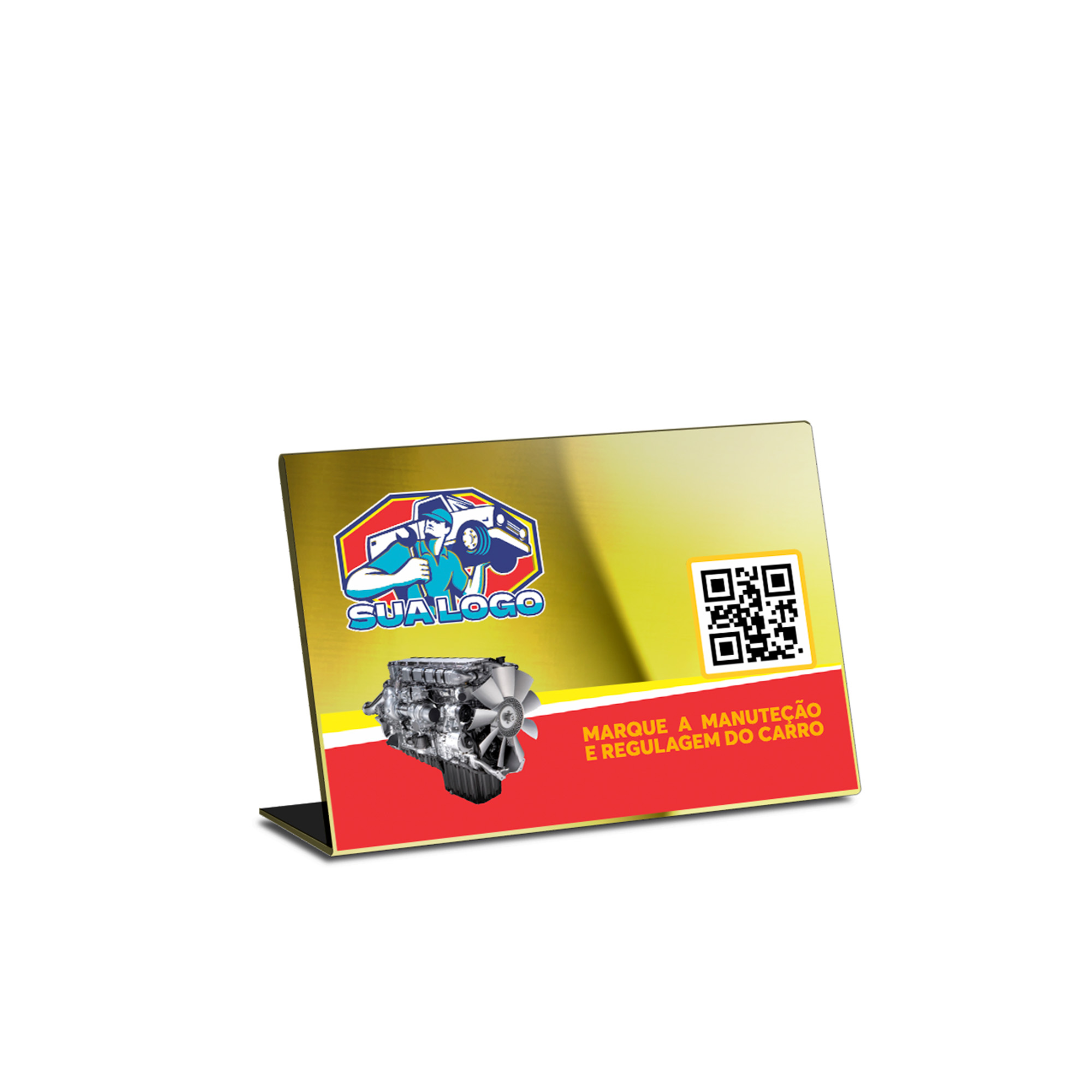 Placa De Qr Code Pix Dtf Uv Acrílico Espelhado Dourado 3mm (210x150mm)