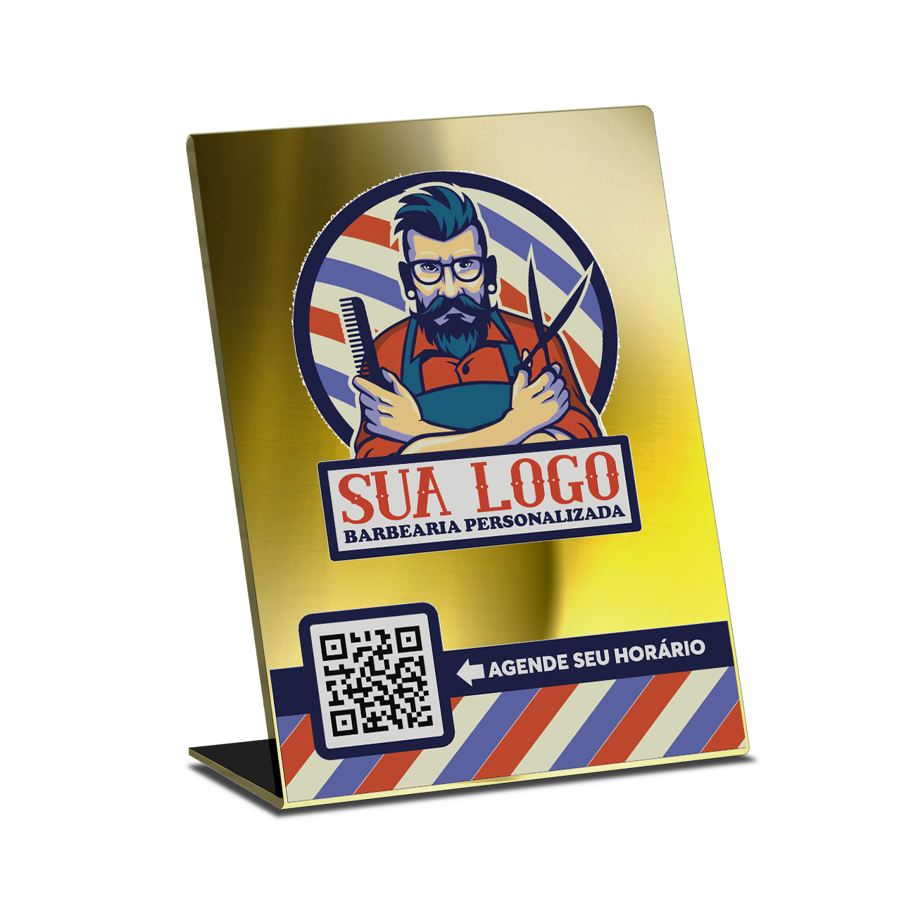 Placa De Qr Code Pix Dtf Uv Acrílico Espelhado Dourado 3mm (210x300mm)