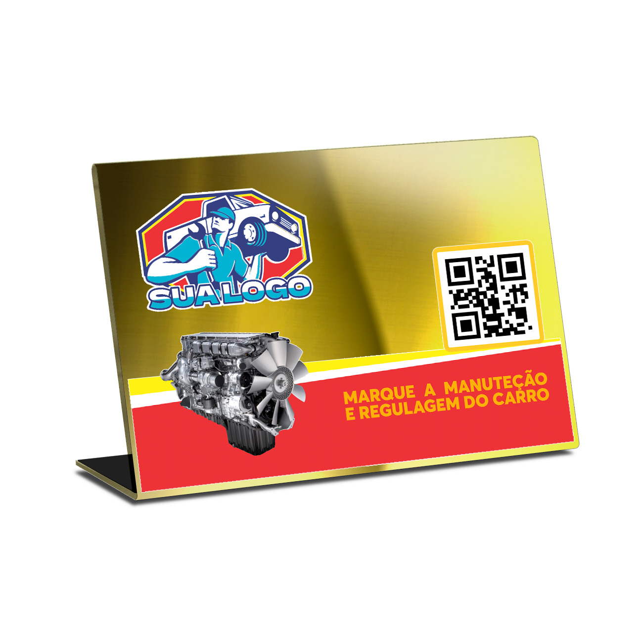 Placa De Qr Code Pix Dtf Uv Acrílico Espelhado Dourado 3mm (300x210mm)