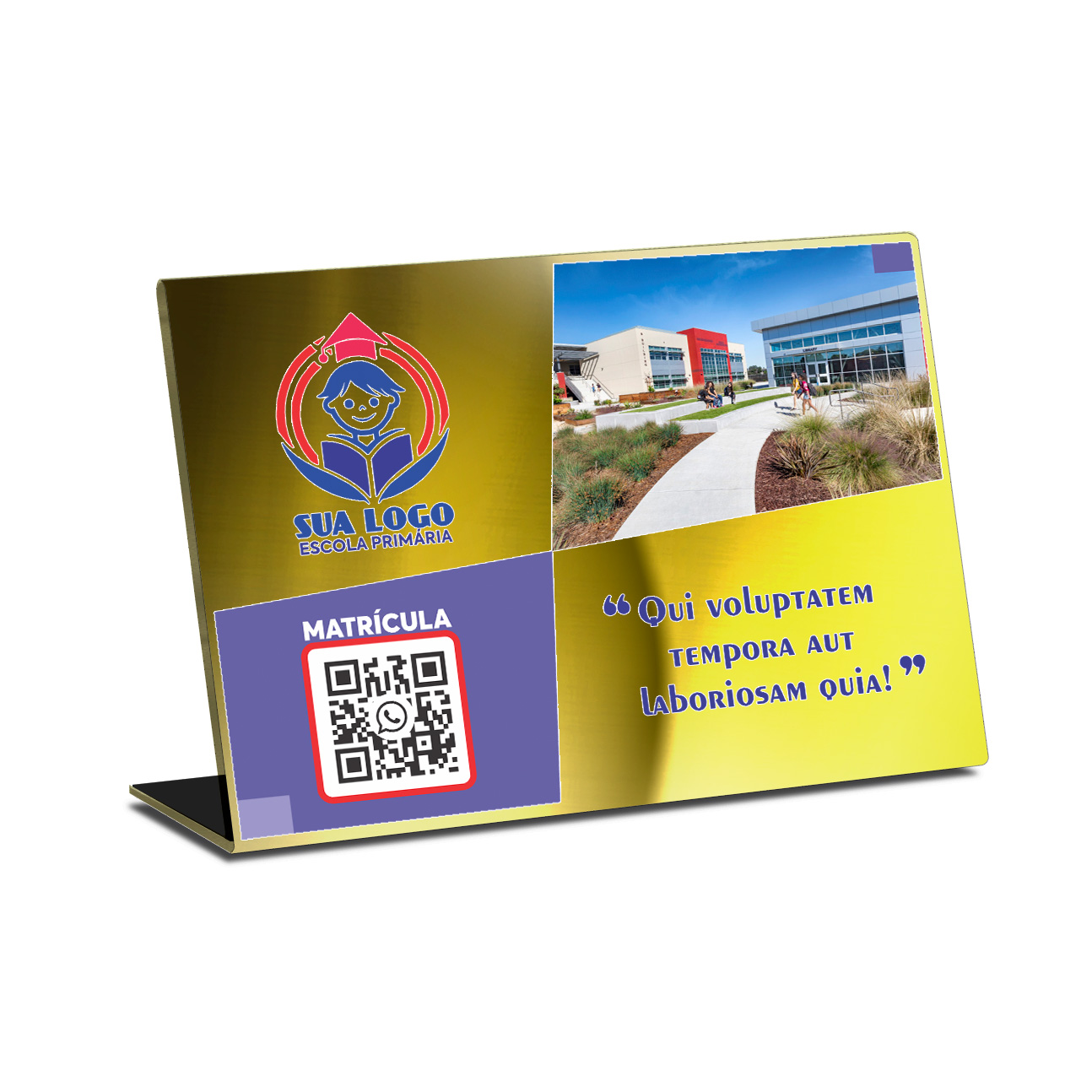 Placa De Qr Code Pix Dtf Uv Acrílico Espelhado Dourado 3mm (300x210mm)