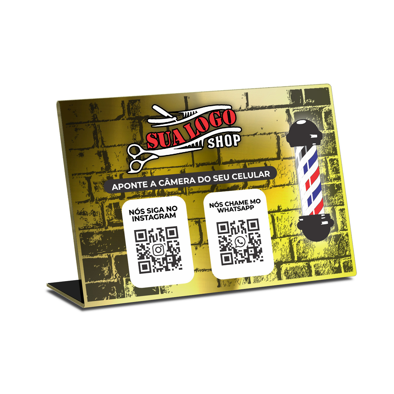 Placa De Qr Code Pix Dtf Uv Acrílico Espelhado Dourado 3mm (300x210mm)