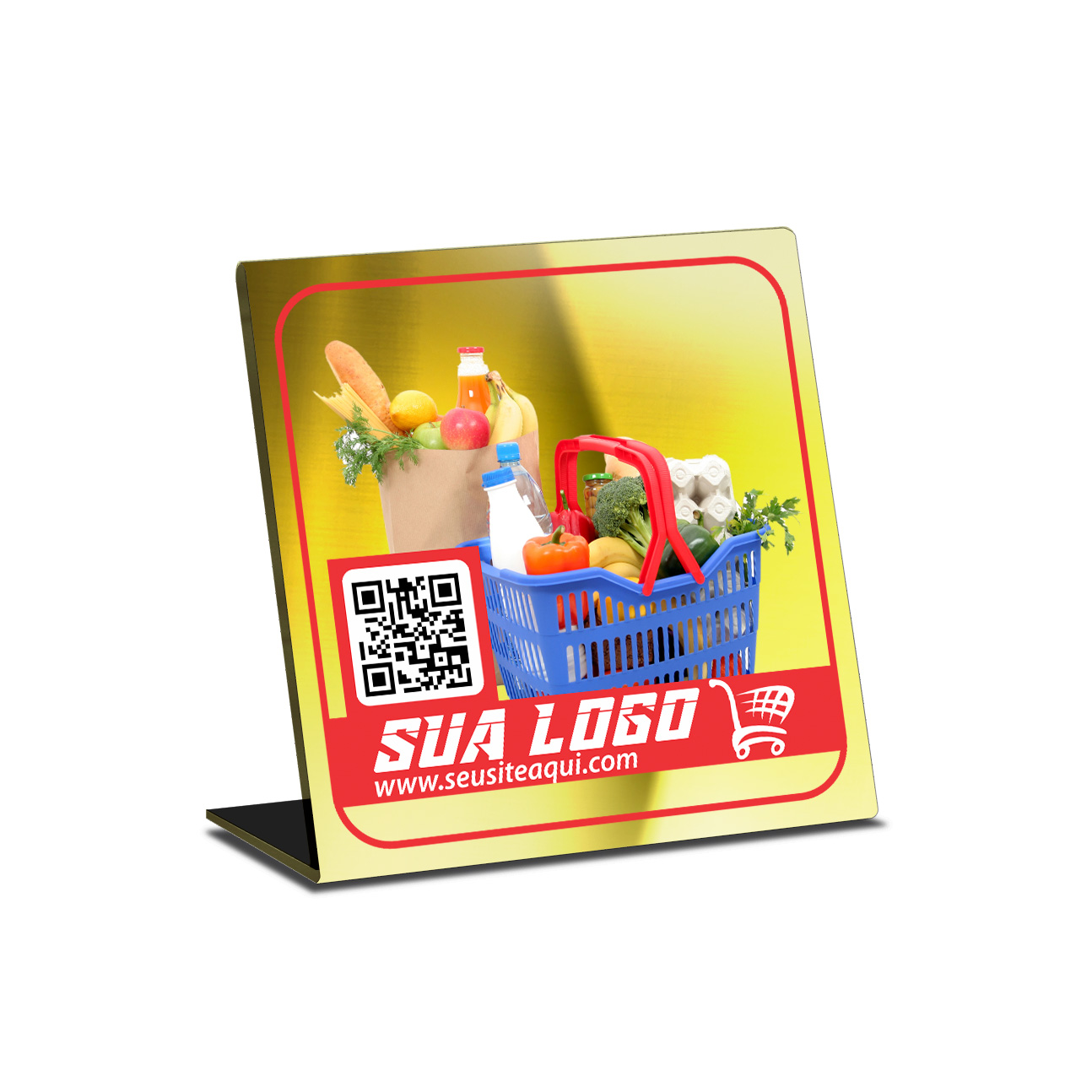 Placa De Qr Code Pix Dtf Uv Acrílico Espelhado Dourado 3mm (150x150mm)