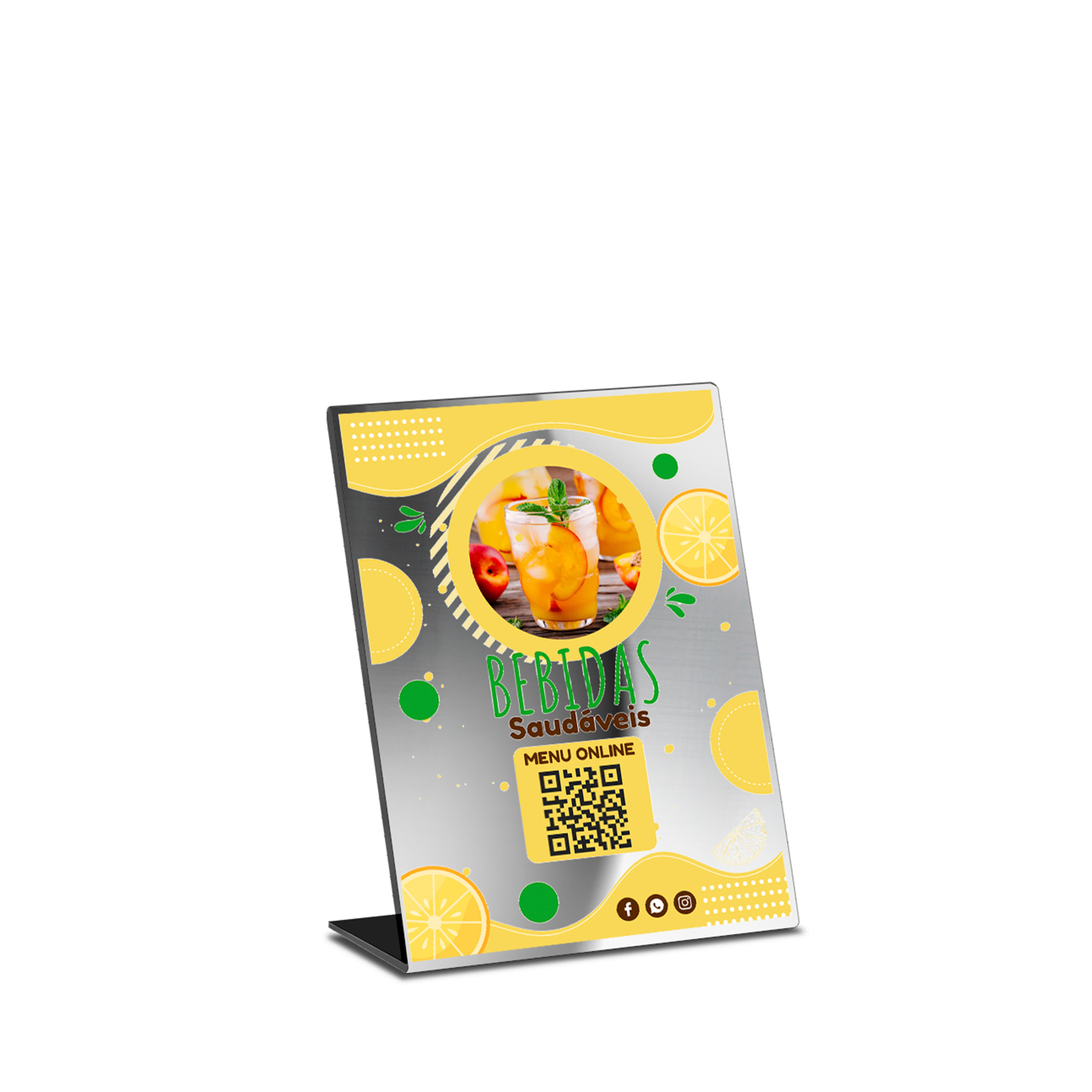 Placa De Qr Code Pix Dtf Uv Acrílico Espelhado Prateado 3mm (150x210mm)