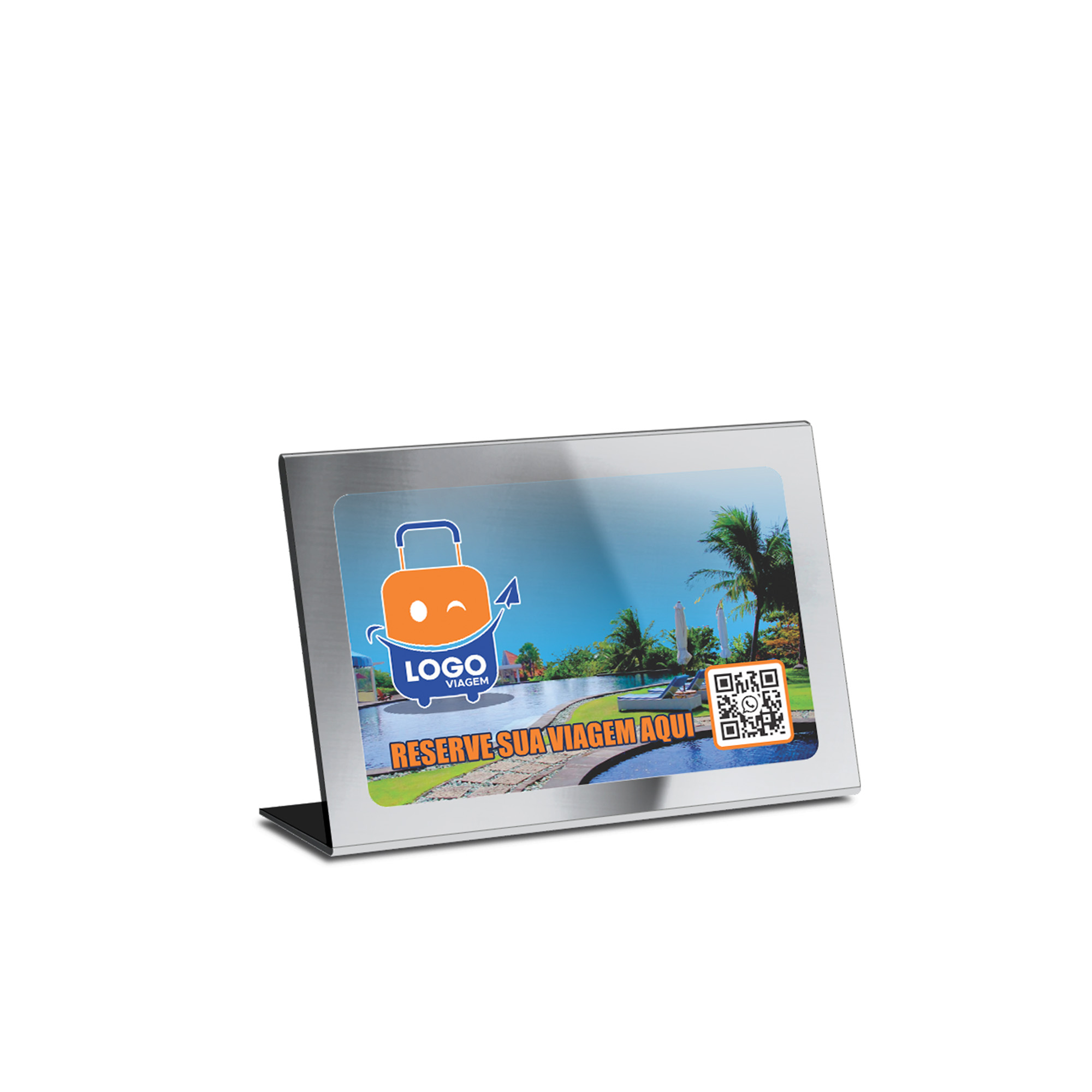 Placa De Qr Code Pix Dtf Uv Acrílico Espelhado Prateado 3mm (210x150mm)