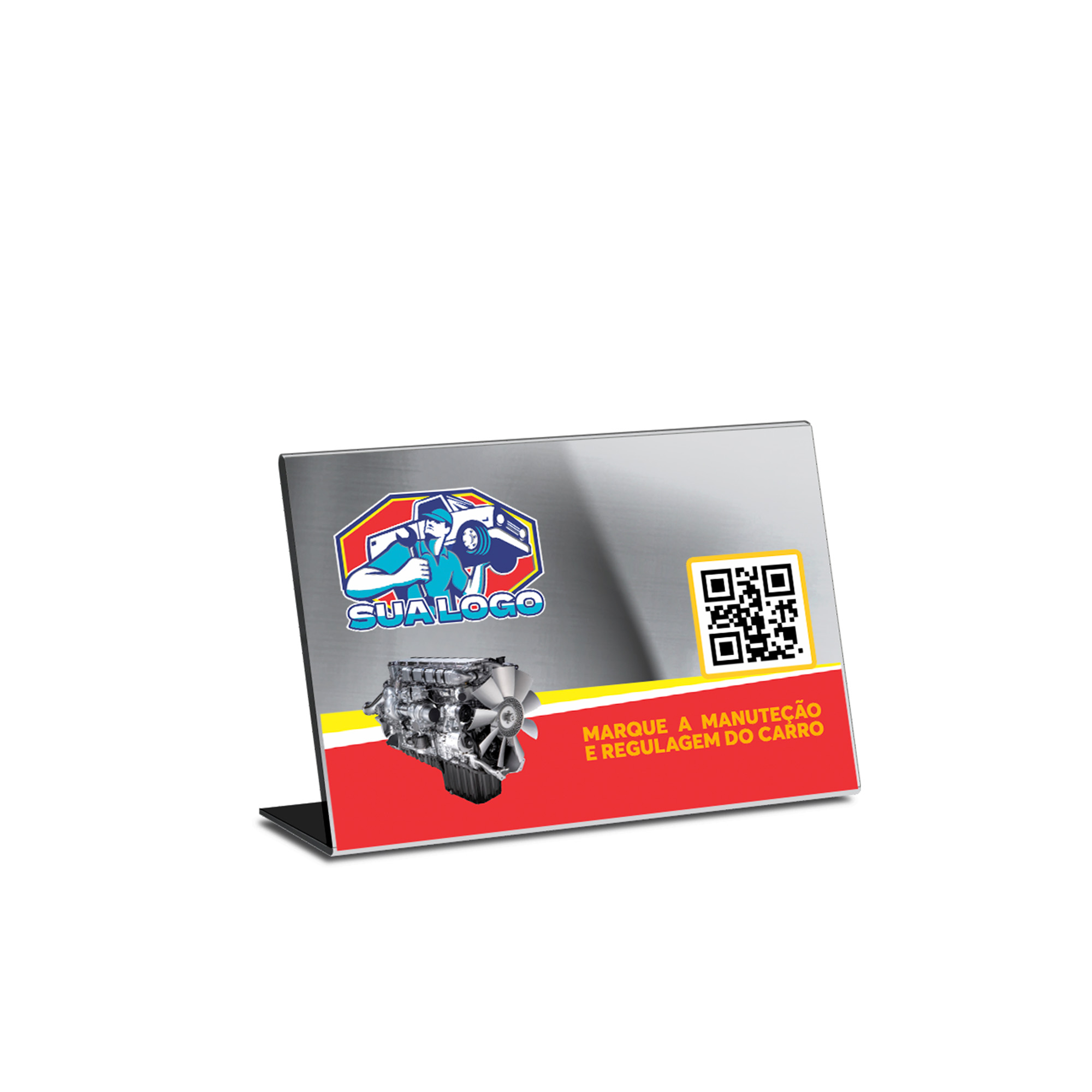 Placa De Qr Code Pix Dtf Uv Acrílico Espelhado Prateado 3mm (210x150mm)