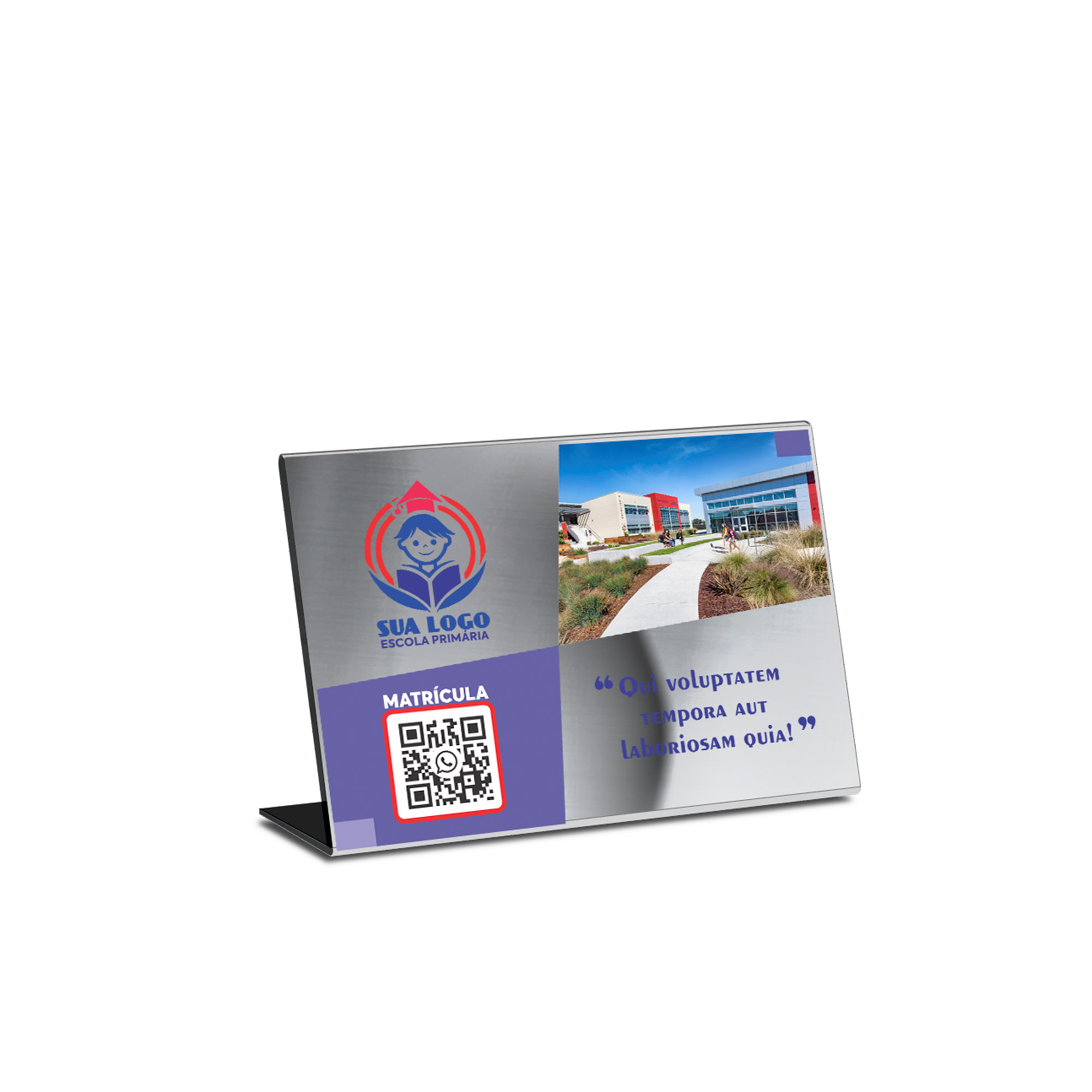 Placa De Qr Code Pix Dtf Uv Acrílico Espelhado Prateado 3mm (210x150mm)