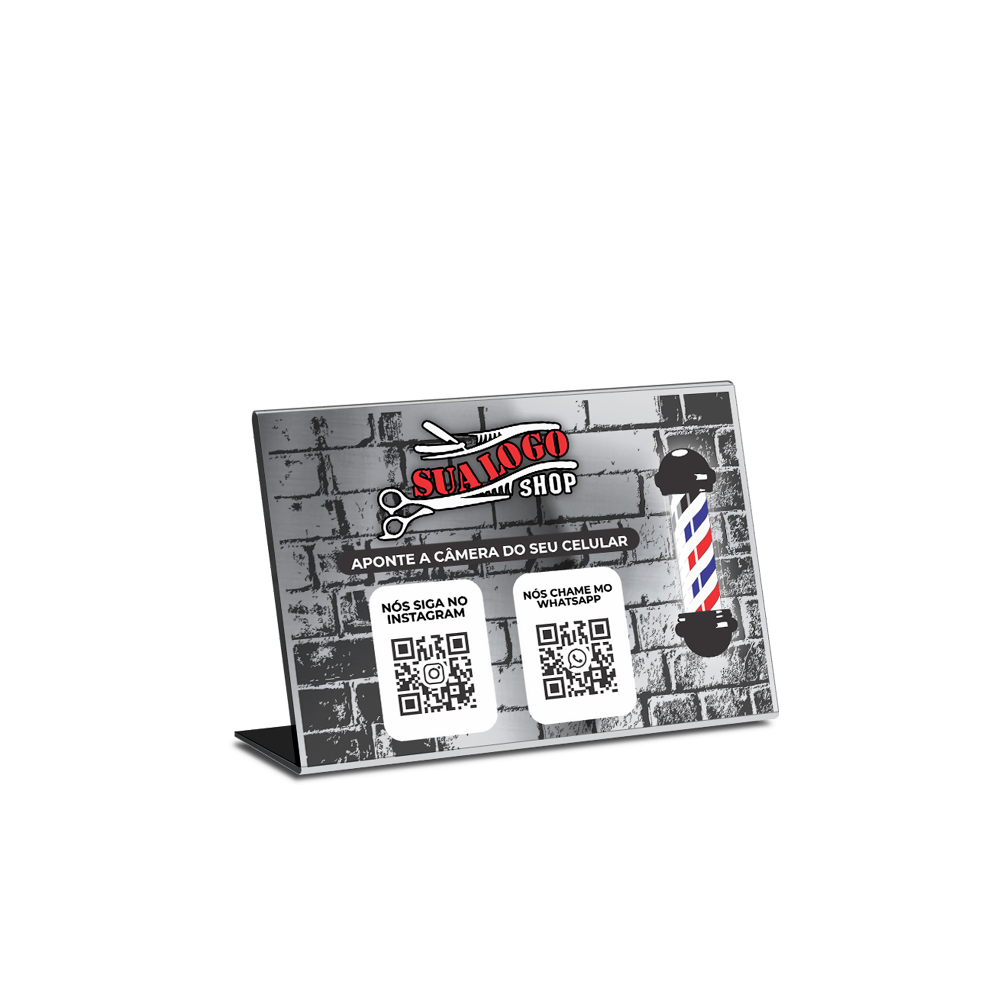 Placa De Qr Code Pix Dtf Uv Acrílico Espelhado Prateado 3mm (210x150mm)