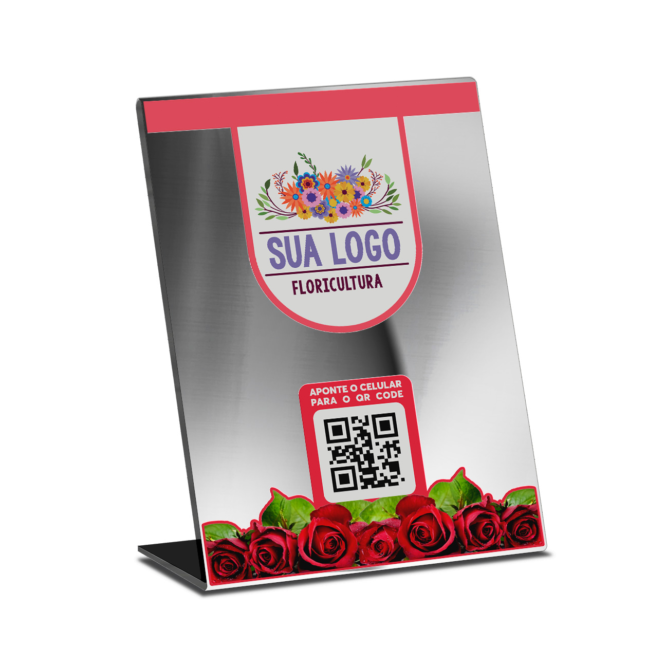 Placa De Qr Code Pix Dtf Uv Acrílico Espelhado Prateado 3mm (210x300mm)