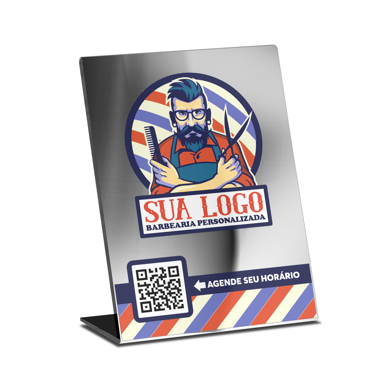 Placa De Qr Code Pix Dtf Uv Acrílico Espelhado Prateado 3mm (210x300mm)