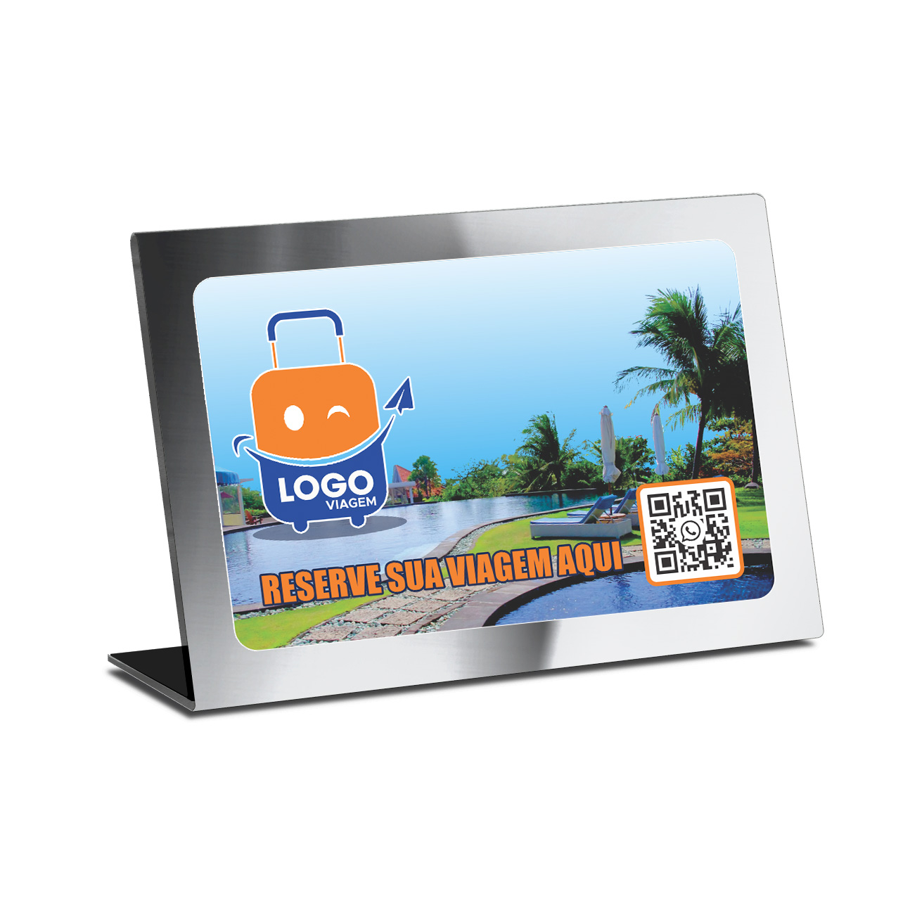 Placa De Qr Code Pix Dtf Uv Acrílico Espelhado Prateado 3mm (300x210mm)